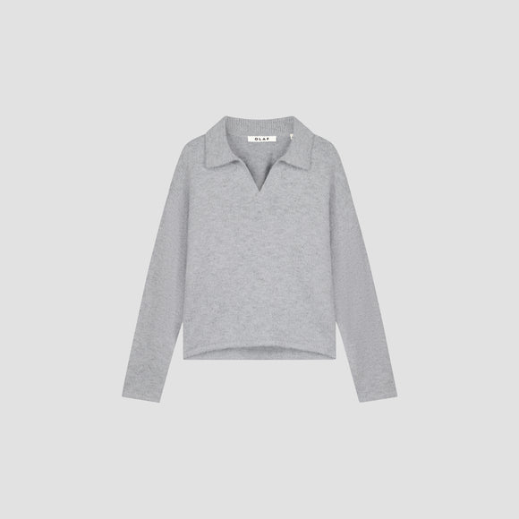 Signature Knitted Polo - Heather Grey