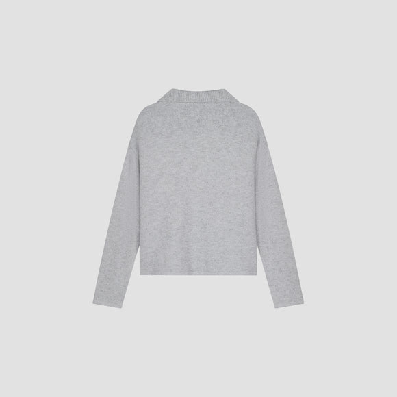 Signature Knitted Polo - Heather Grey