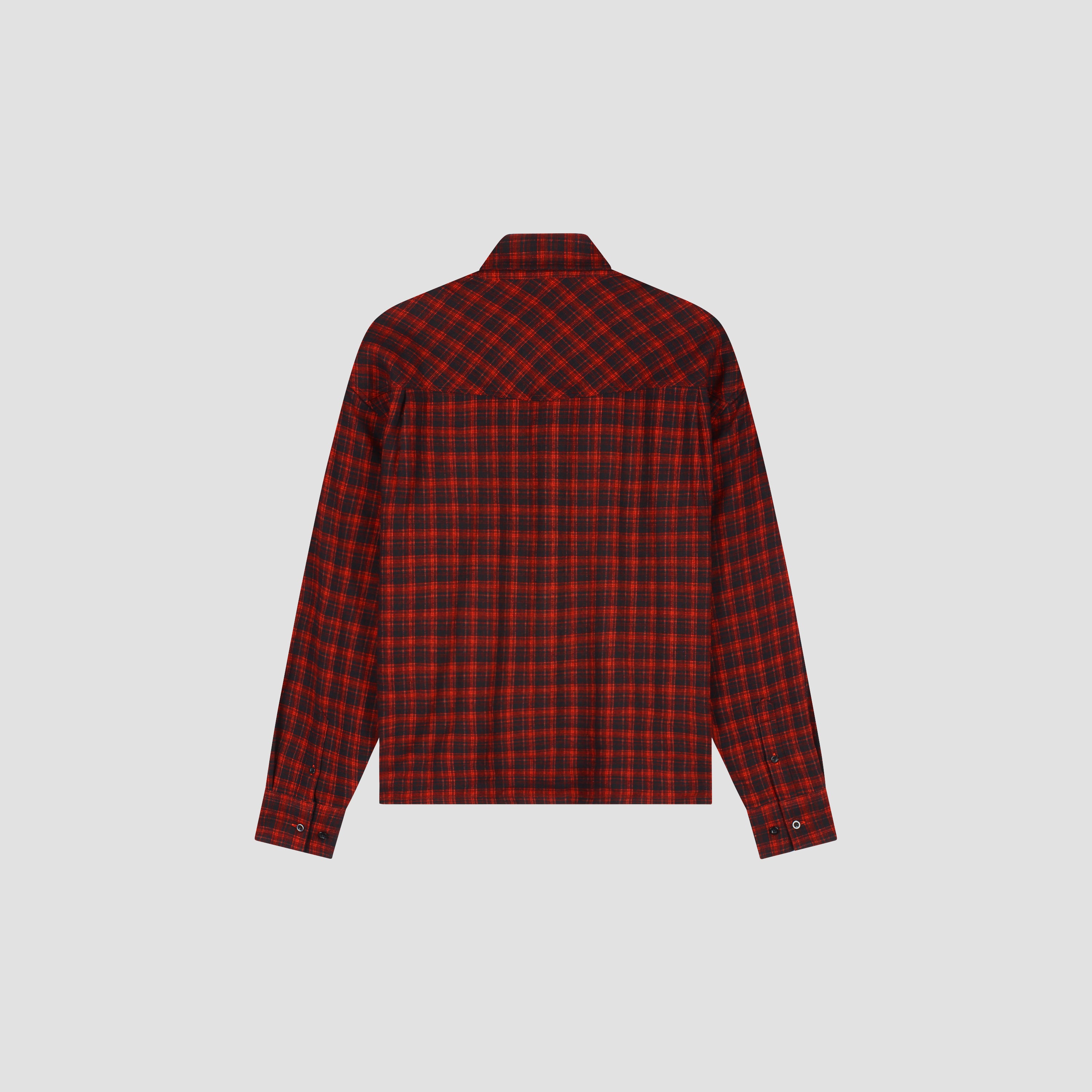 Flannel Boxy Tee - Black/Adrenal Rush