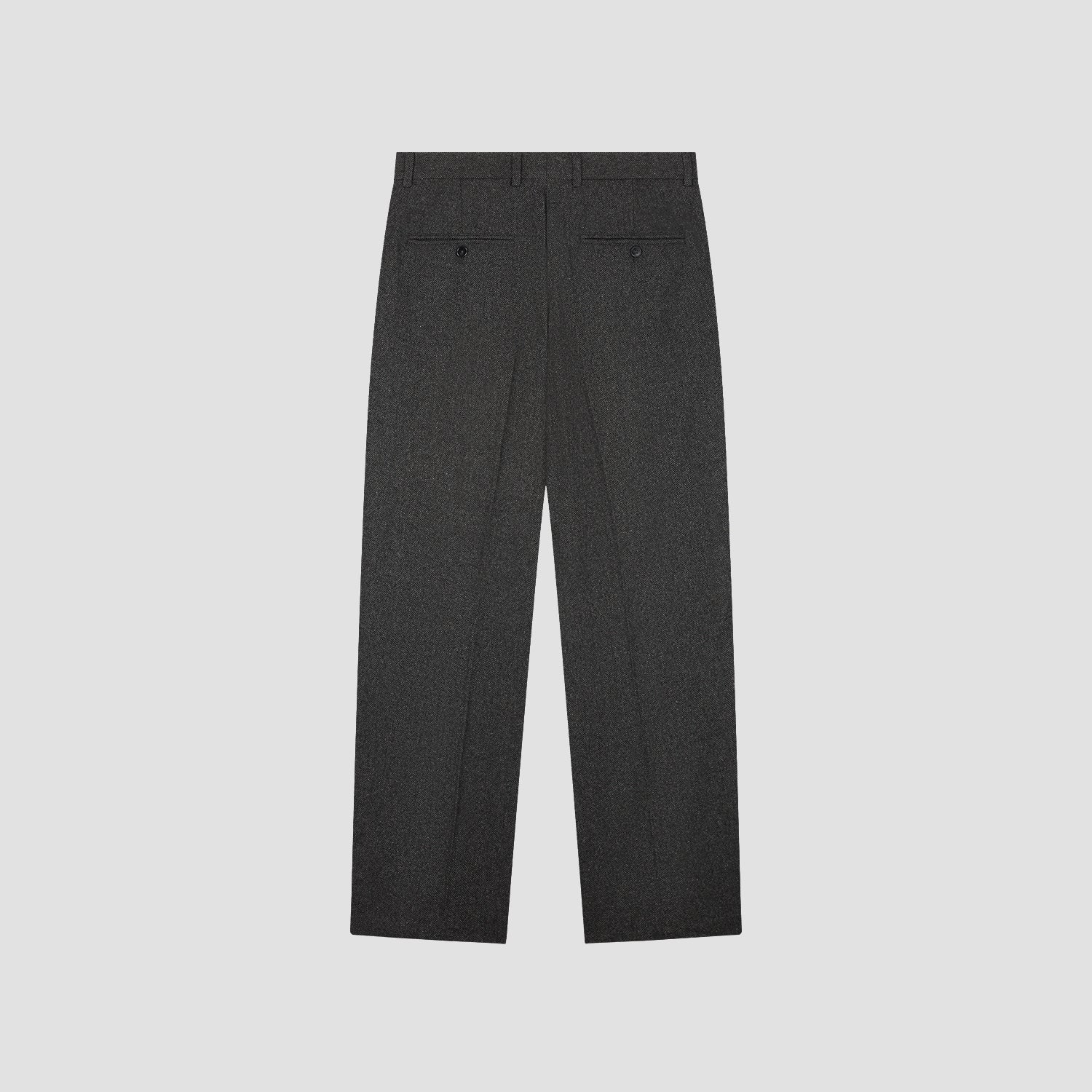 Herringbone Relaxed Pleated Pant - Charcoal