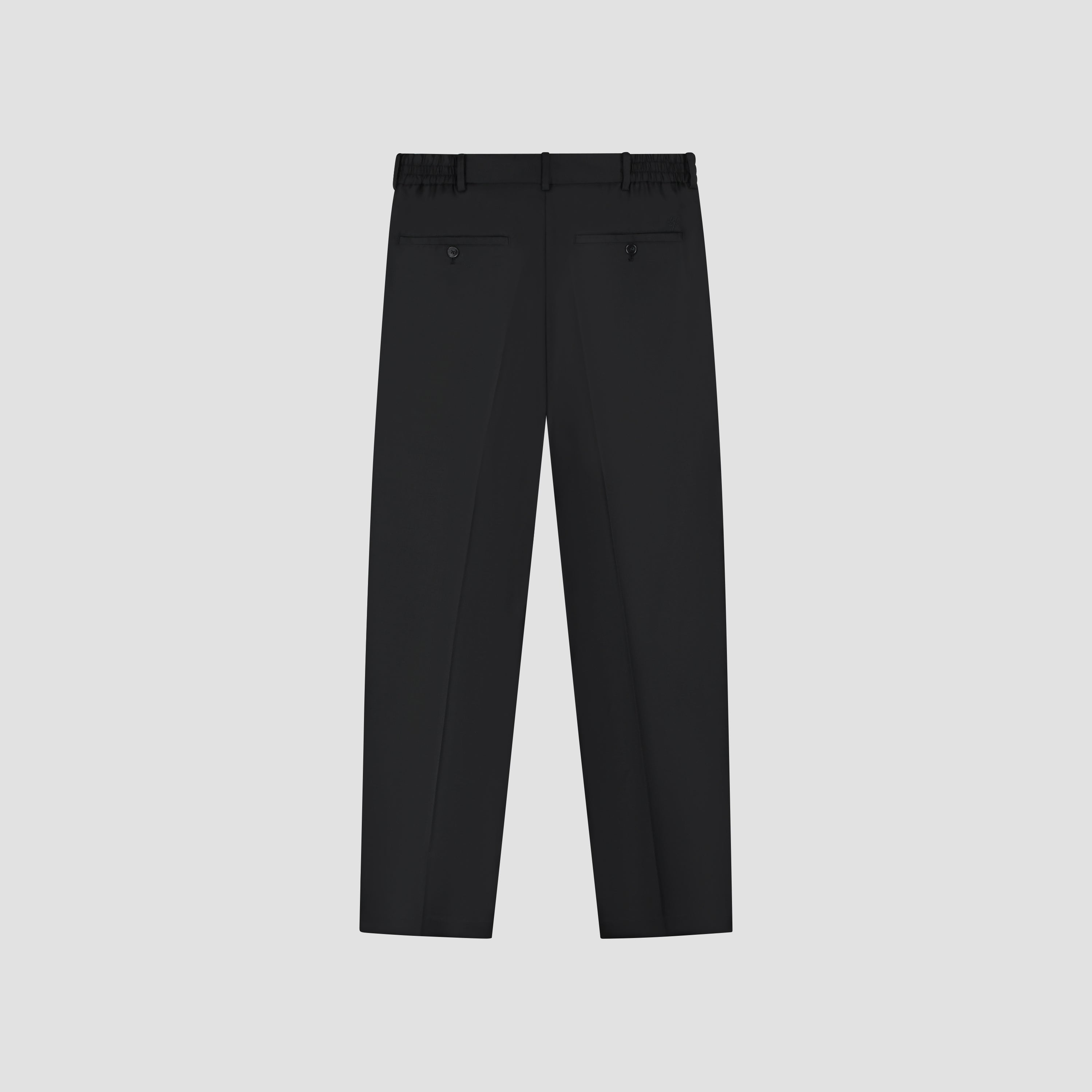 Regular Wool Pleated Pant - Black