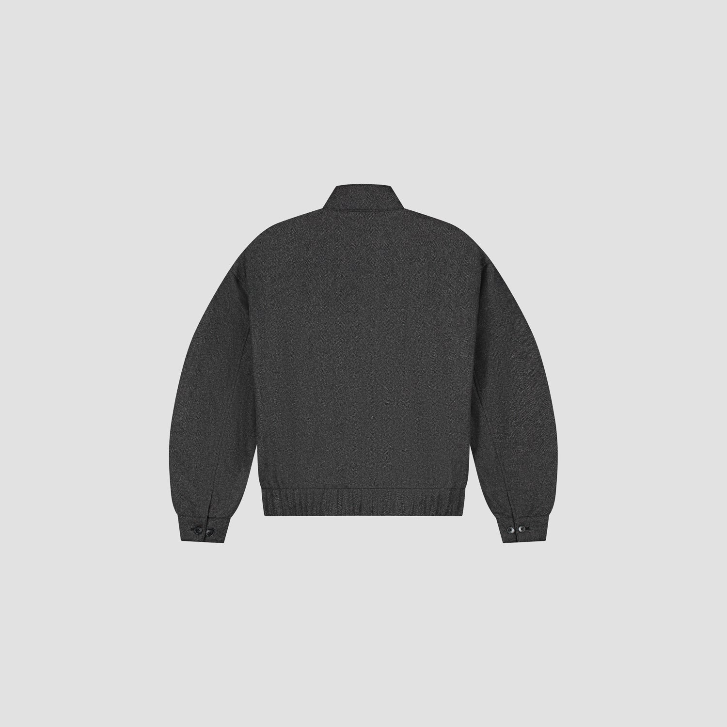 Wool Herringbone Zip Jacket - Charcoal