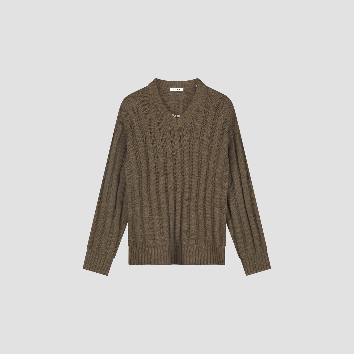 Ribbed Knitted V-Neck - Chocolate Chip