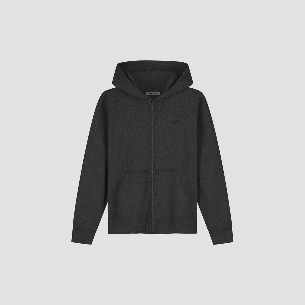 RIBBED ZIP HOODIE | CHARCOAL