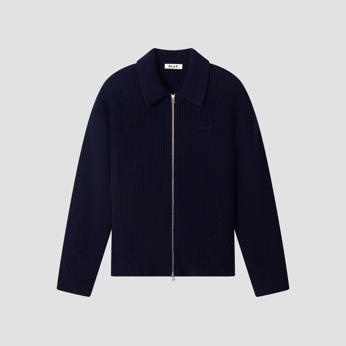KNITTED ZIP CARDIGAN | NAVY