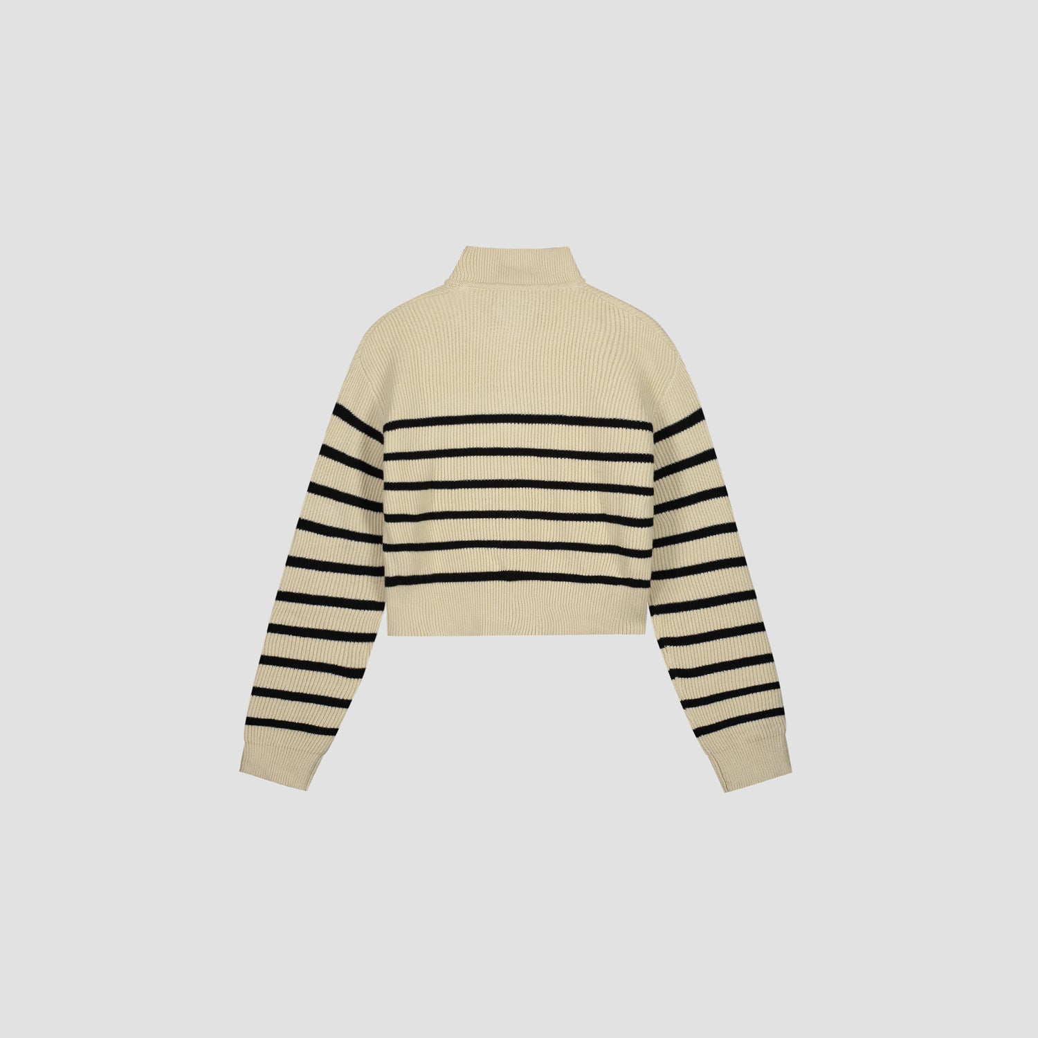 WMN Knit Zip Mock - Off White / Black