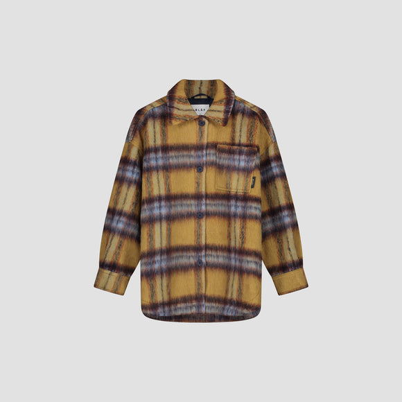 WMN Blur Wooly Shacket - Ochre Check