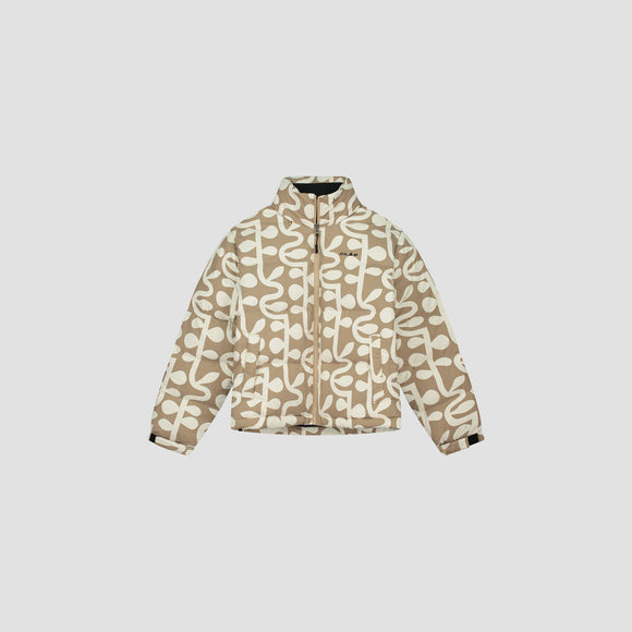 WMN Vine AOP Puffer Jacket - Beige / Off White