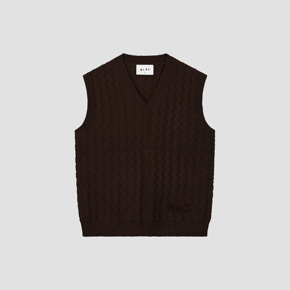 WMN Wavy Knit Vest - Dark Brown