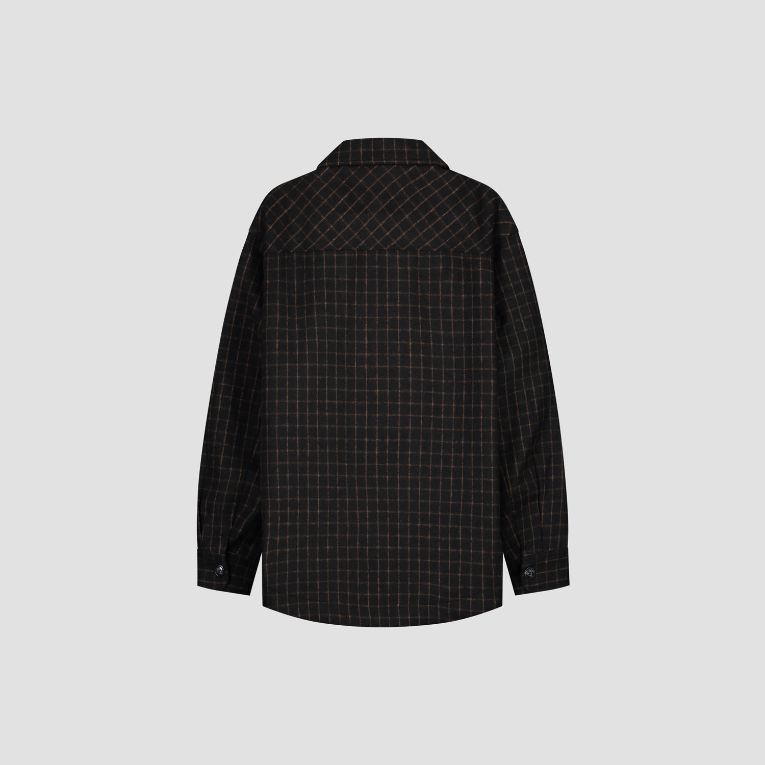 Wool Grid Shacket - Black / Brown