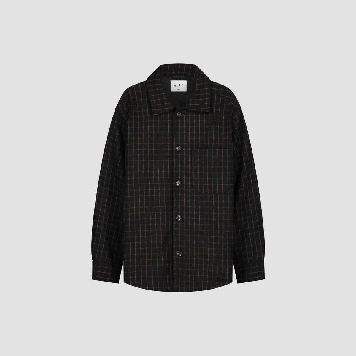 OLAF WOOL GRID SHACKET | BLACK