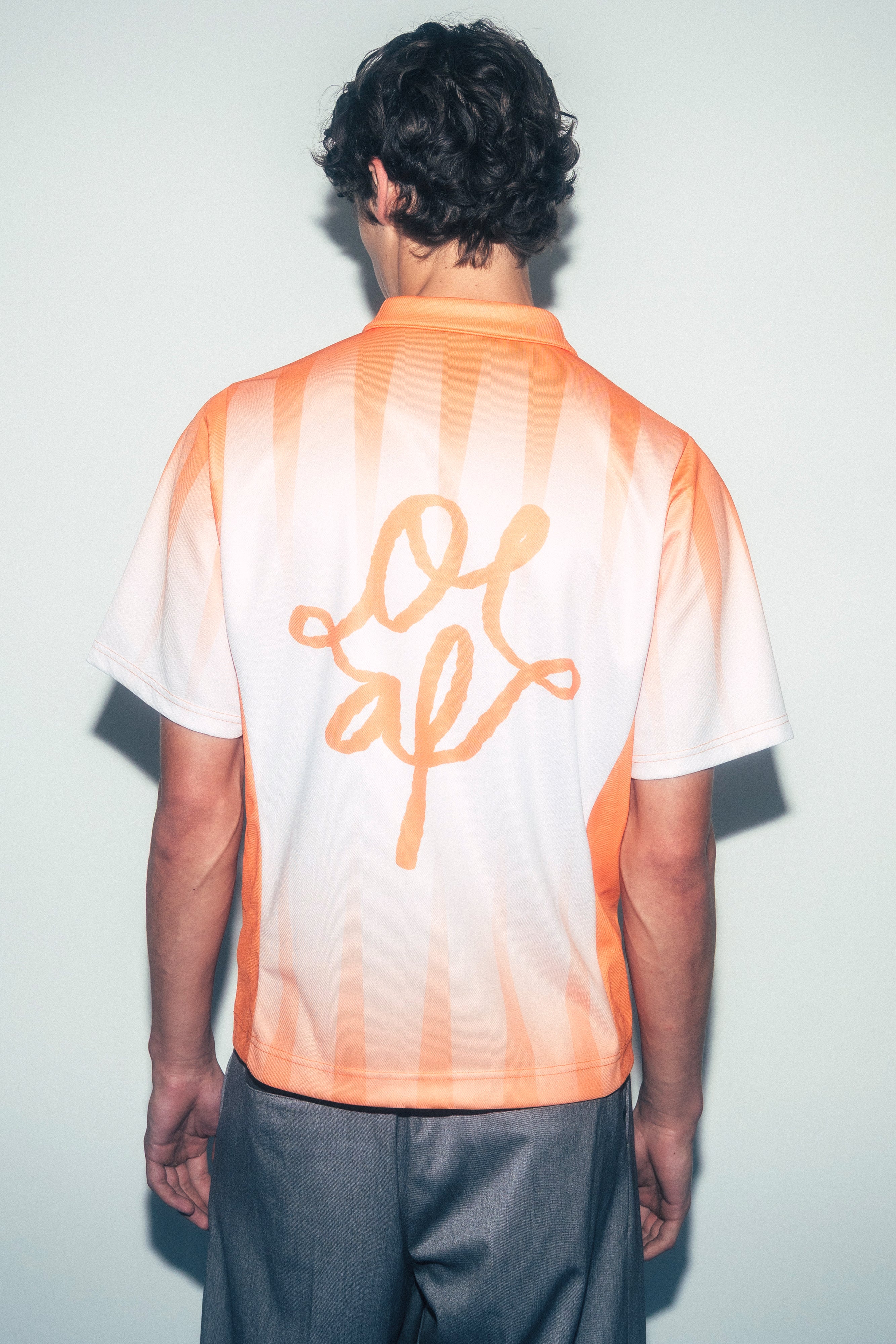 Football Tee - Orange/Off-White