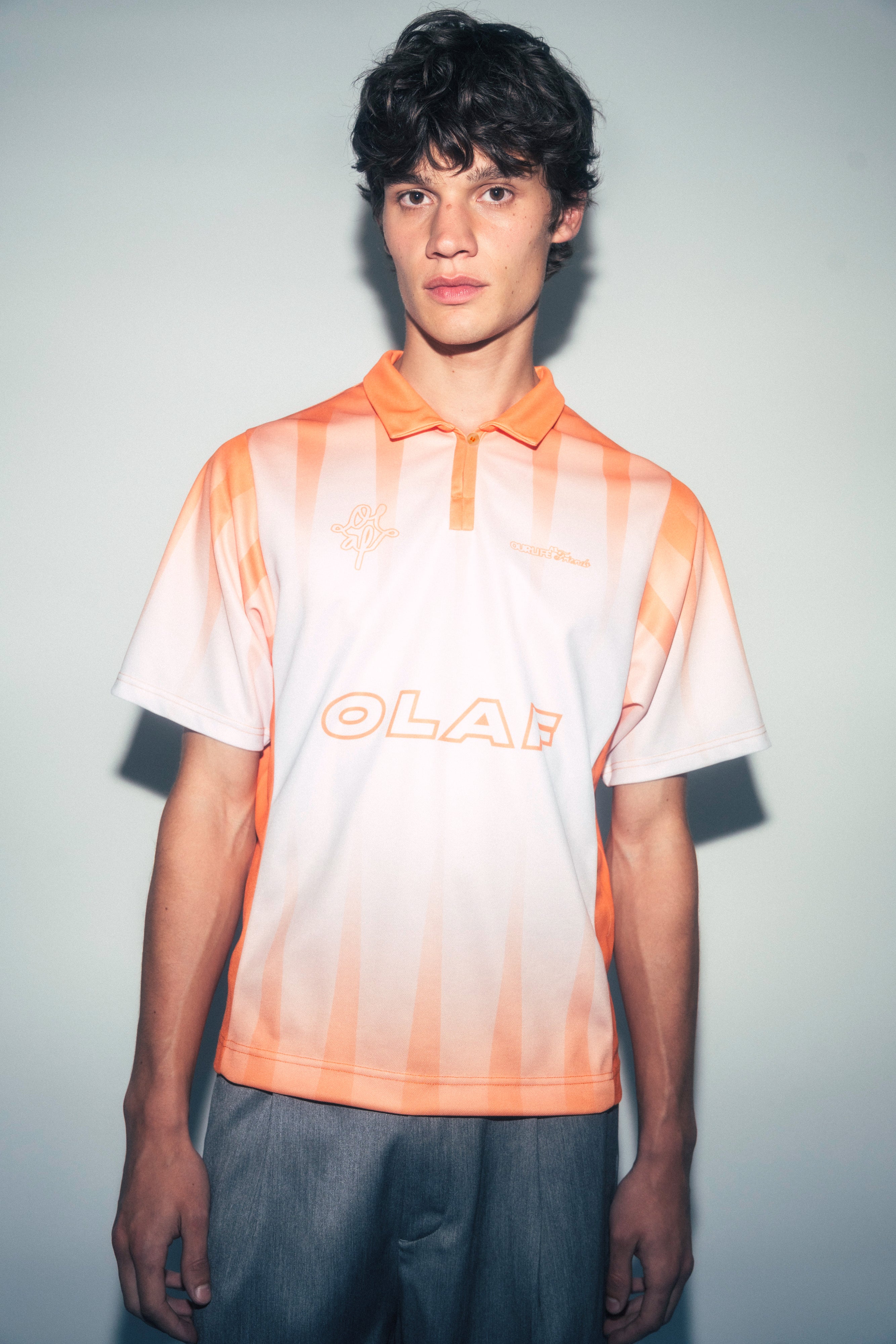 Football Tee - Orange/Off-White