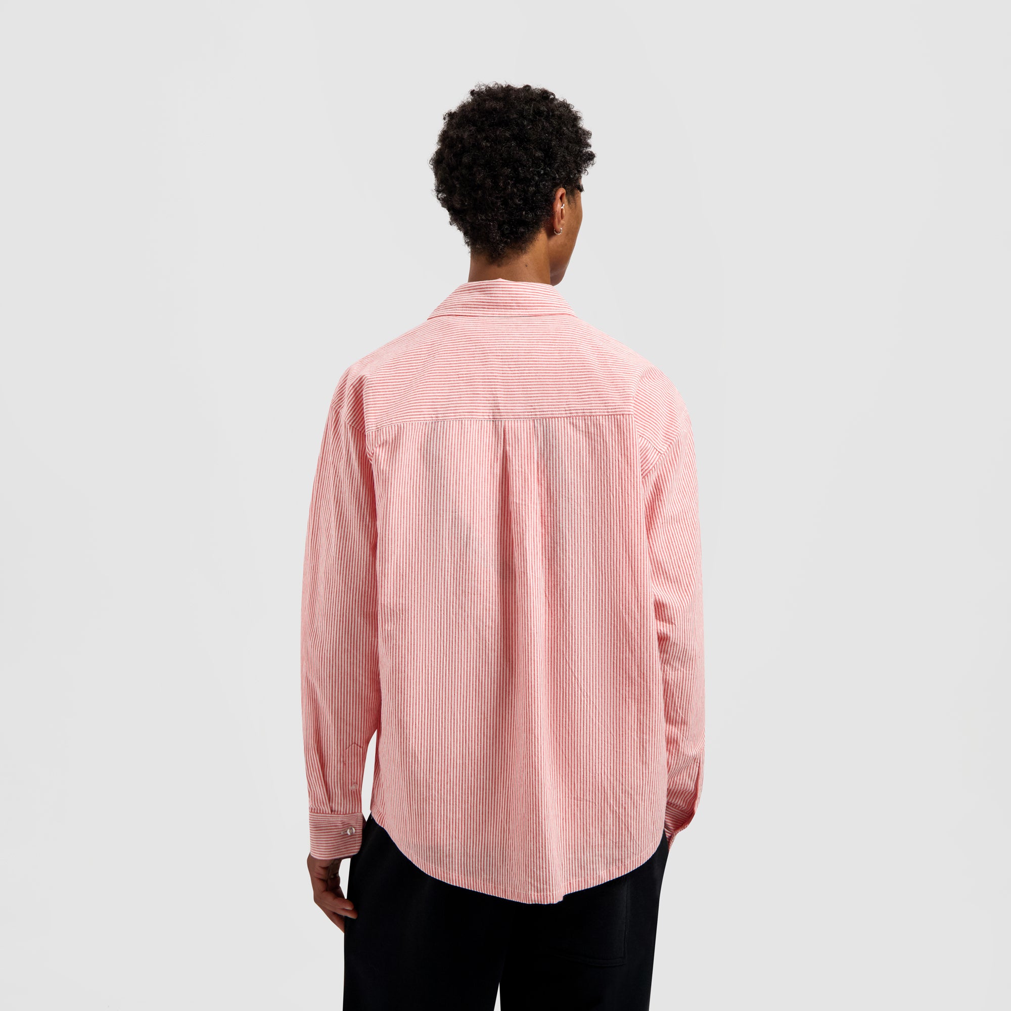 Oversized Stripe Oxford Shirt - Burnt Coral