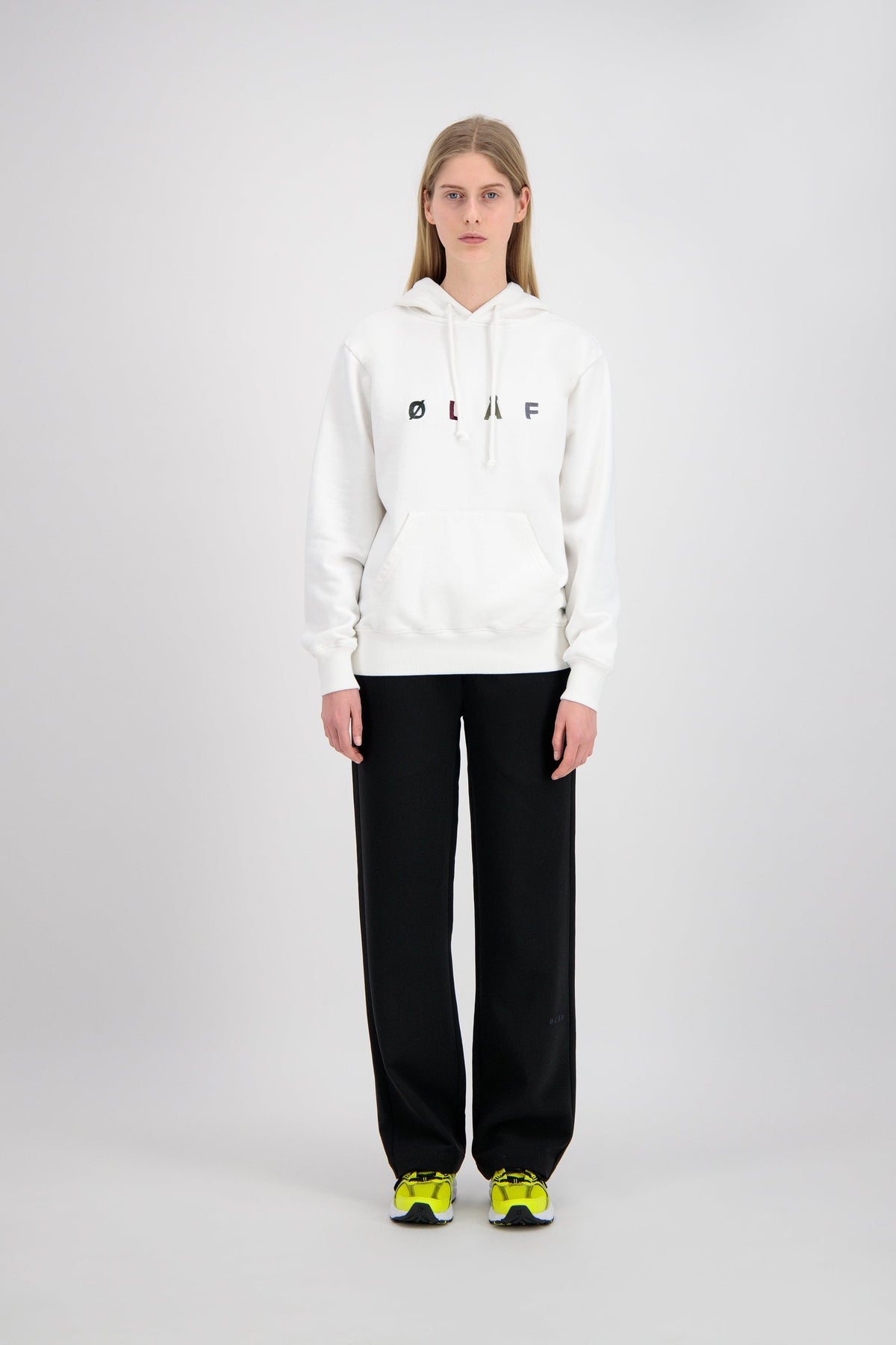 OLAF CHAINSTITCH HOODIE | WHITE / HEATHER GREY