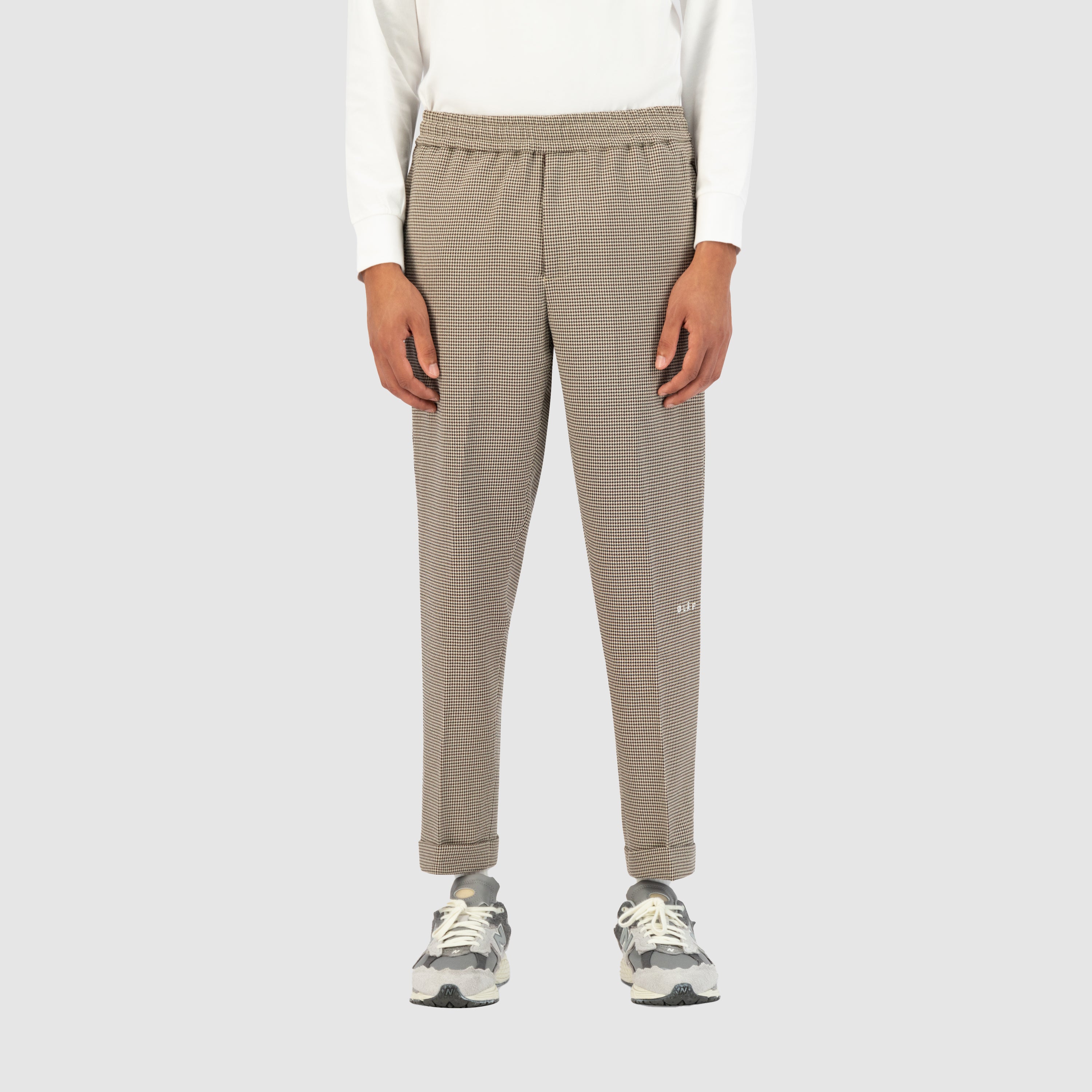 Slim Elasticated Trousers - Houndstooth