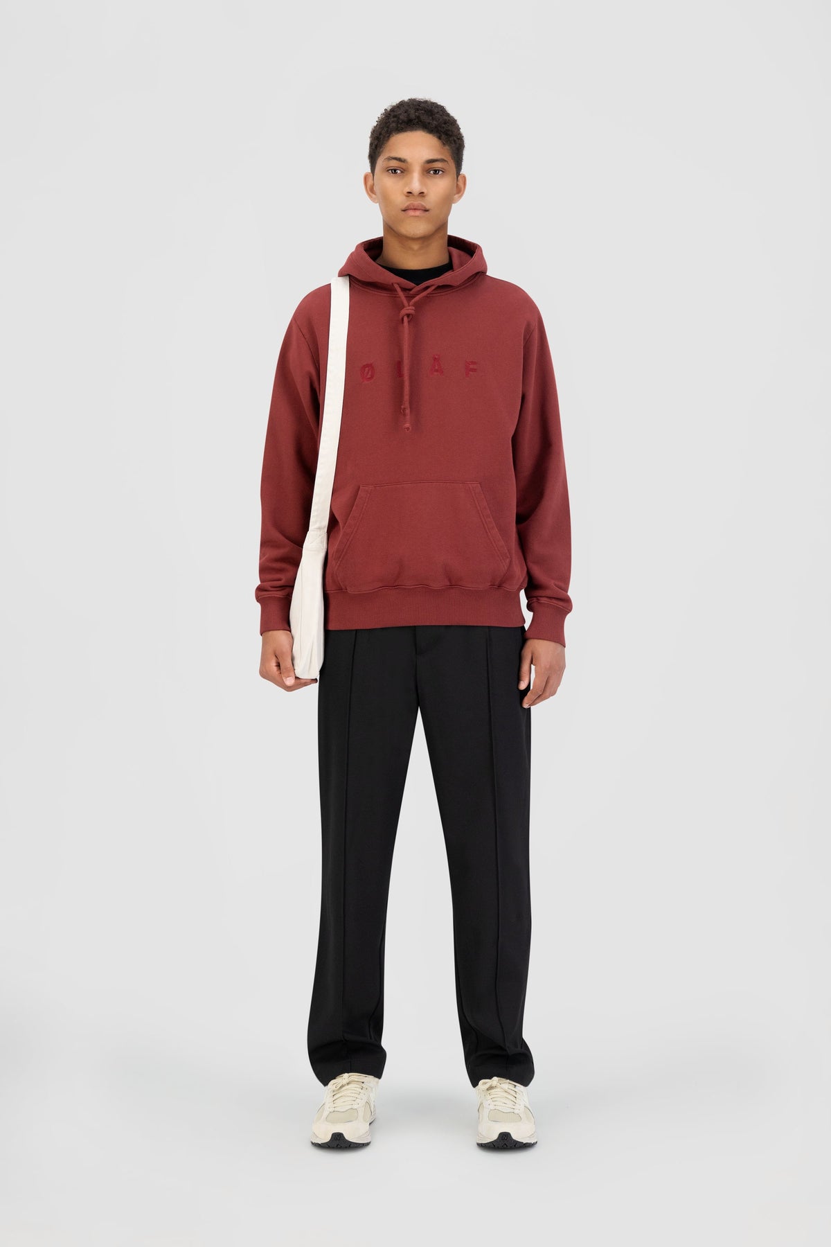 OLAF CHAINSTITCH HOODIE | WHITE / HEATHER GREY
