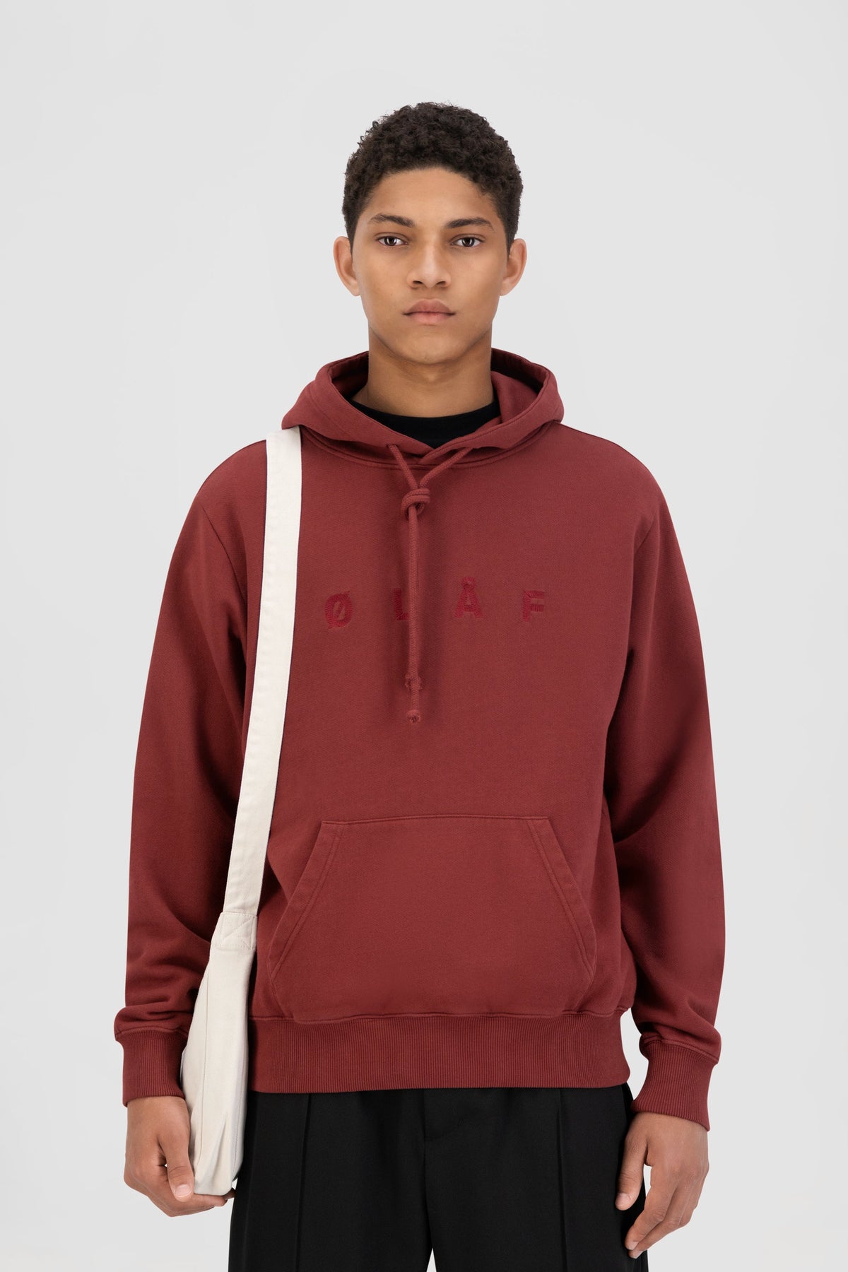 OLAF CHAINSTITCH HOODIE | WHITE / HEATHER GREY