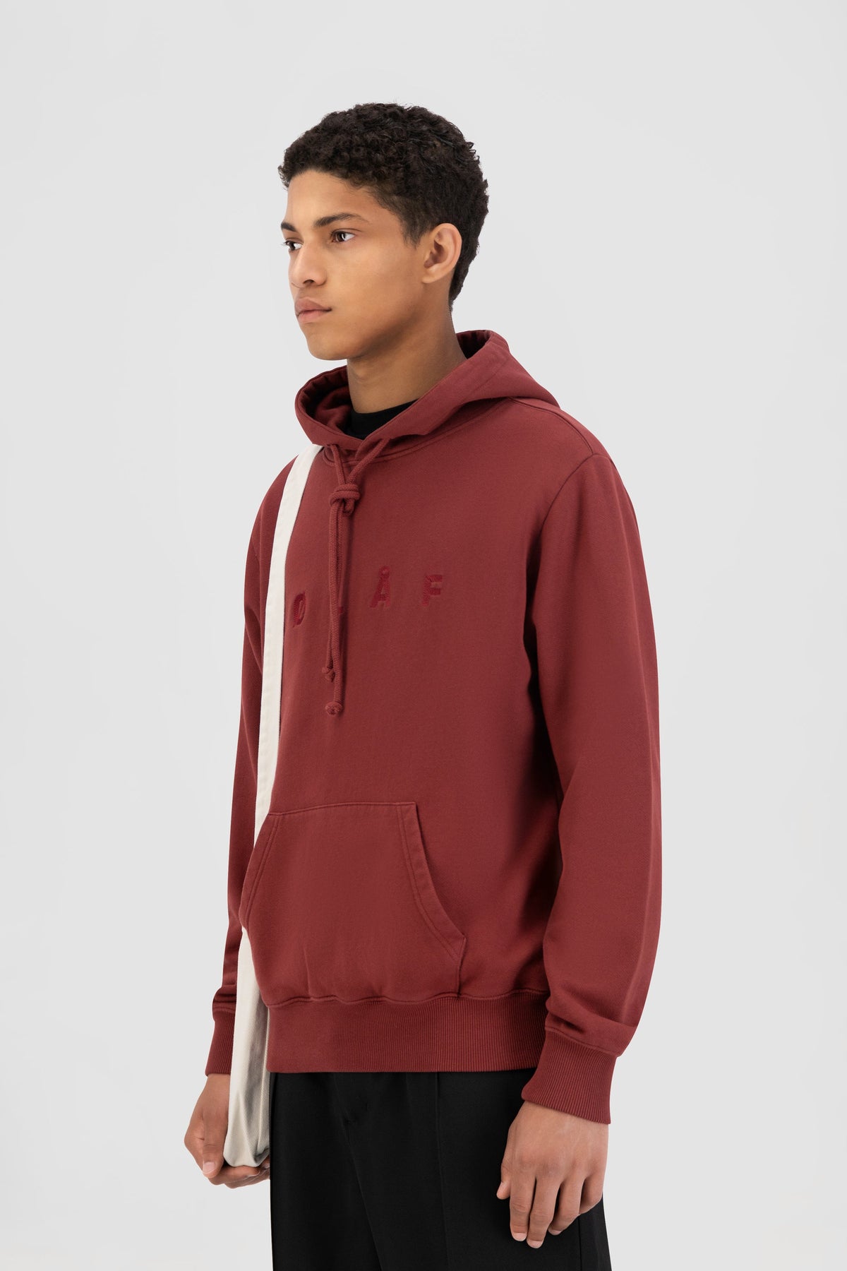 OLAF CHAINSTITCH HOODIE | WHITE / HEATHER GREY