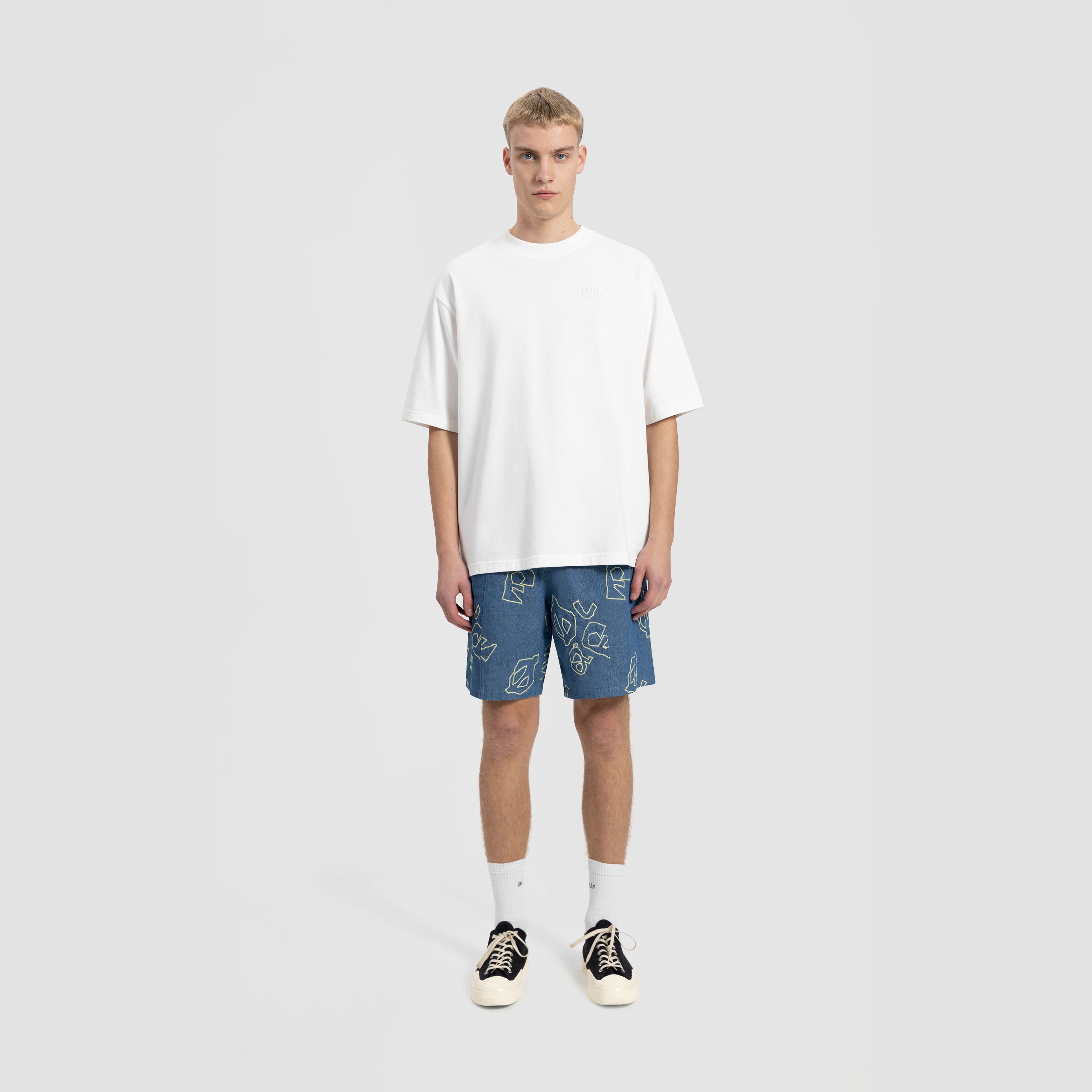 AOP Denim Shorts - Light Denim