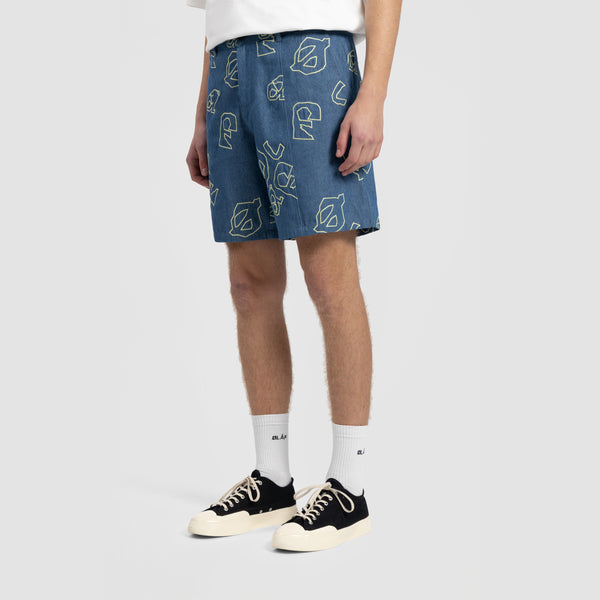 AOP Denim Shorts - Light Denim