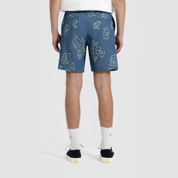 AOP Denim Shorts - Light Denim