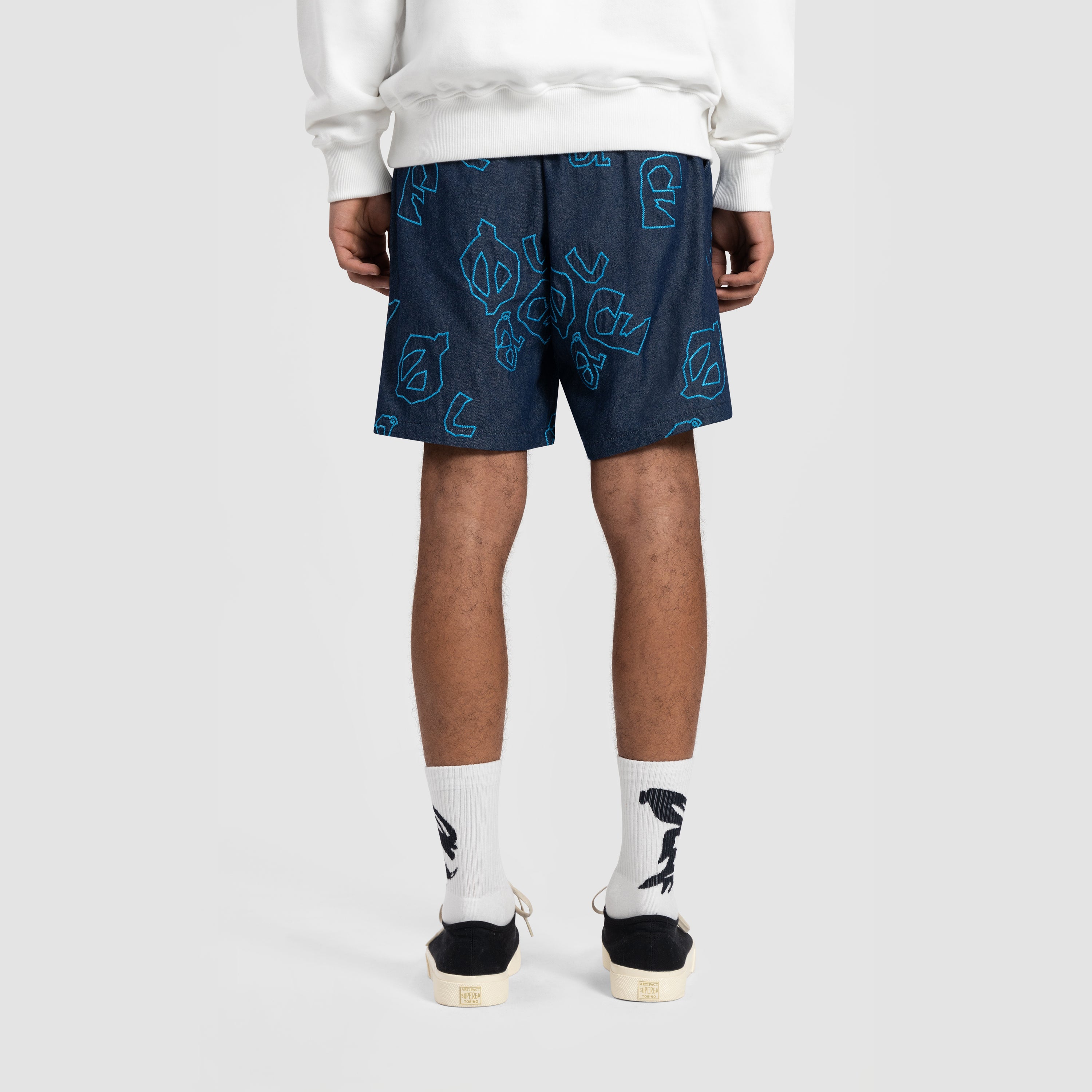 AOP Denim Shorts - Dark Denim