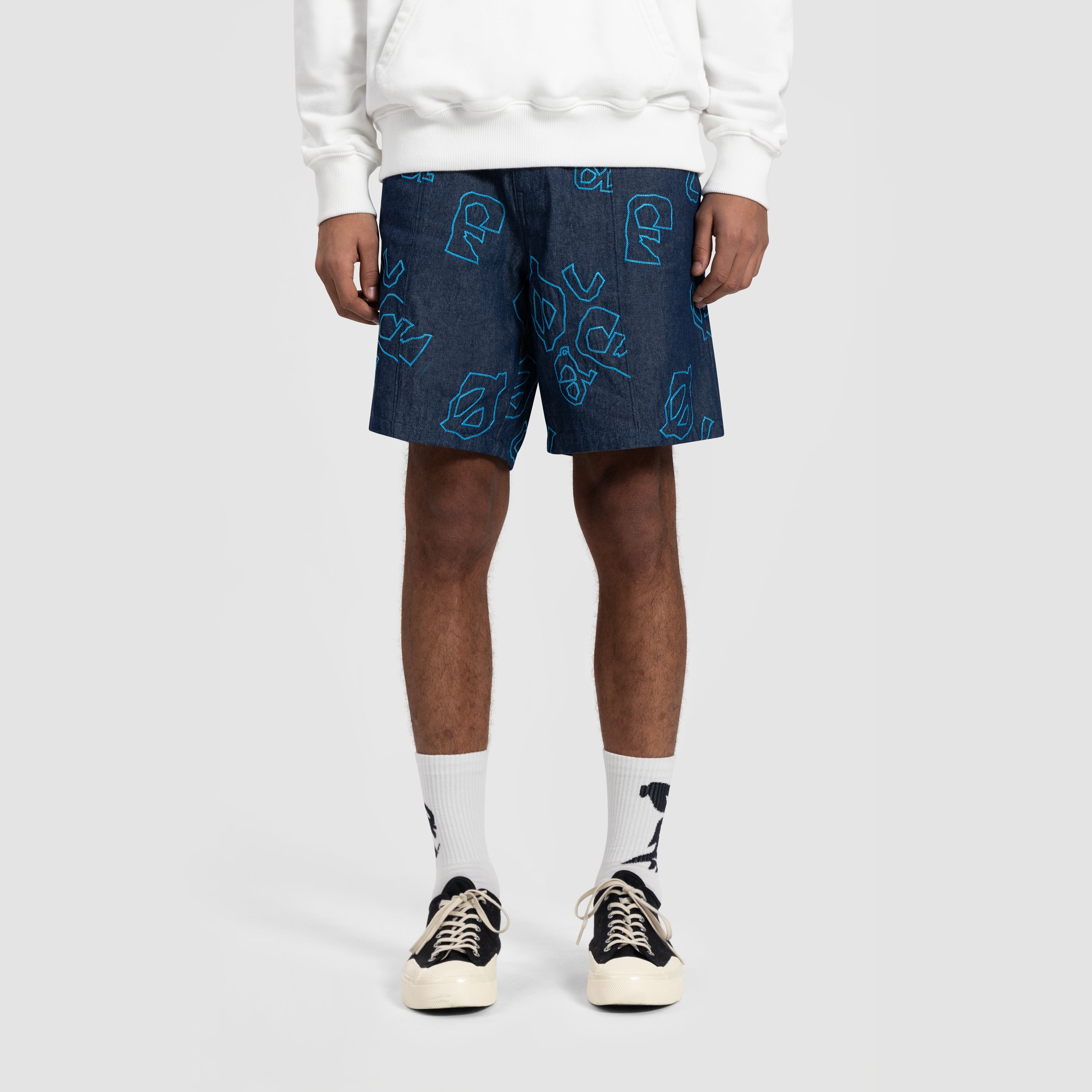 AOP Denim Shorts - Dark Denim