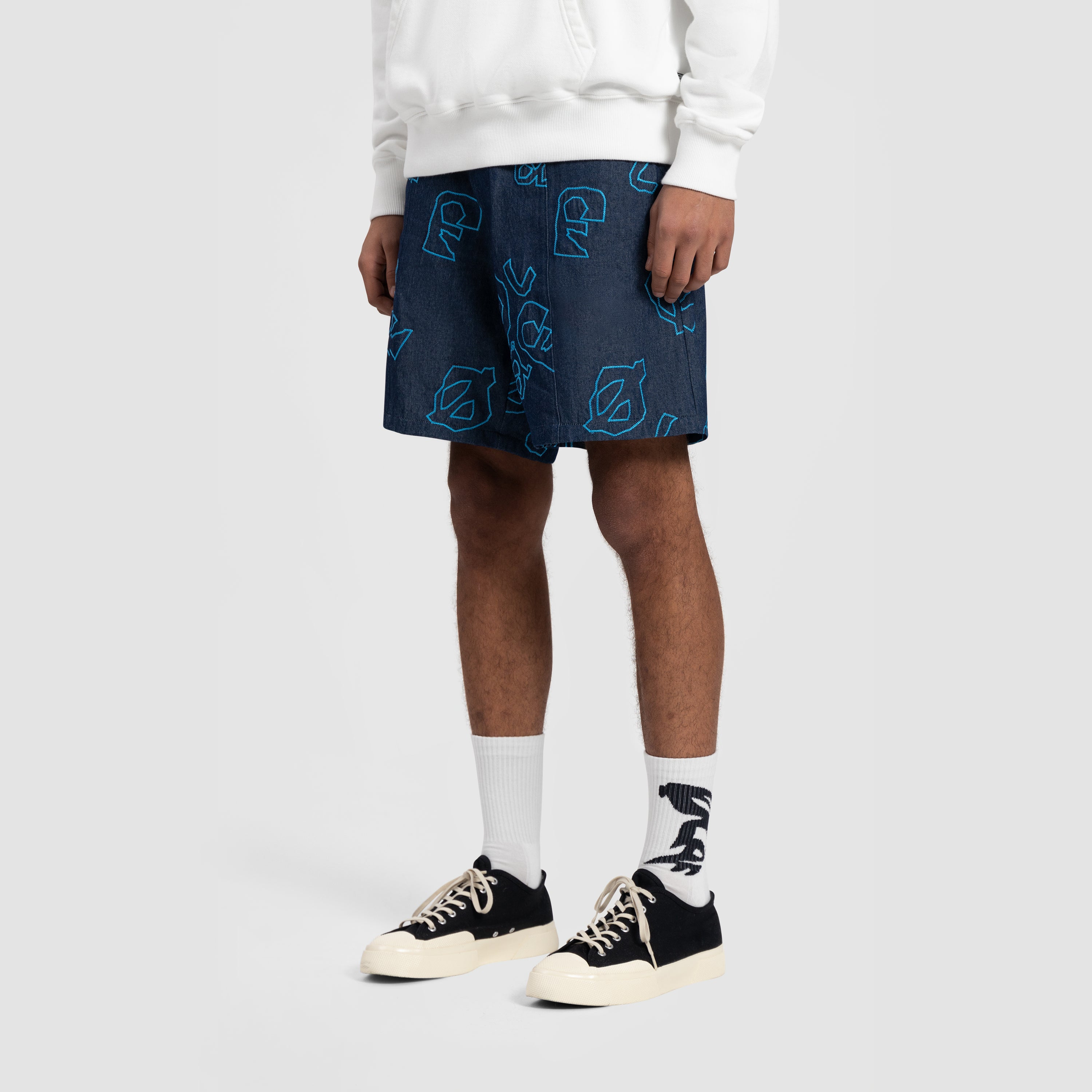 AOP Denim Shorts - Dark Denim
