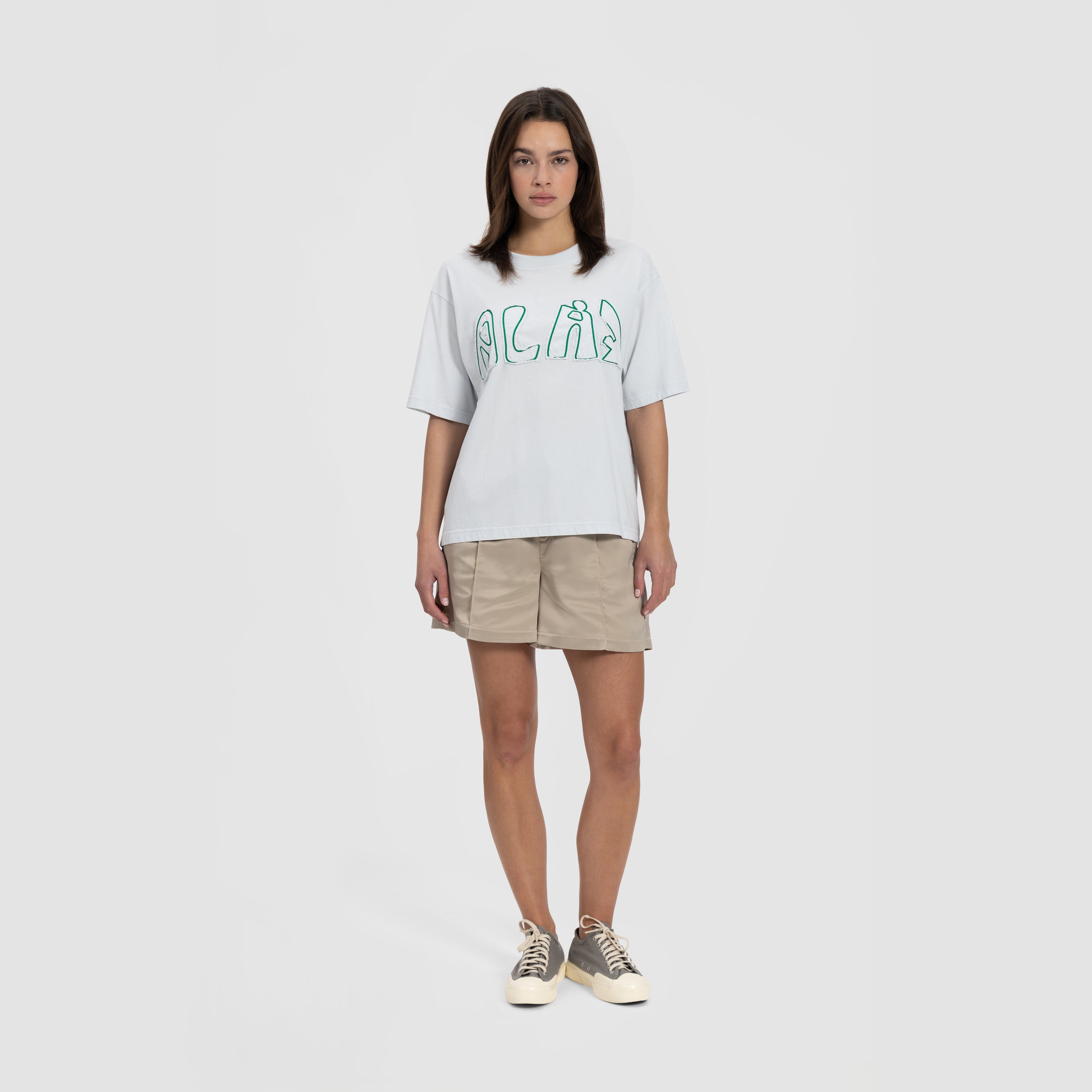 WMN Cropped Racing Tee - Ice Blue
