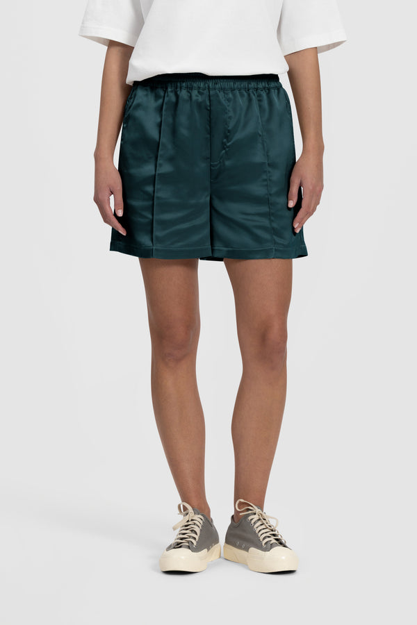 WMN Satin Pintuck Shorts - Ocean Green