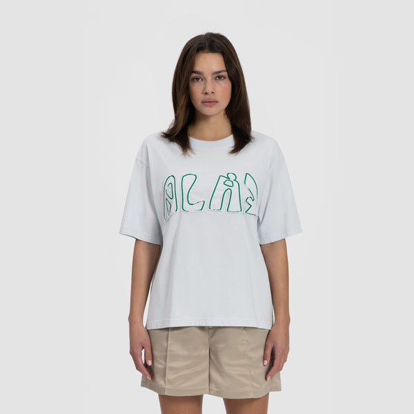 WMN Cropped Racing Tee - Ice Blue