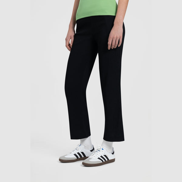 WMN Seersucker Slim Trousers - Black
