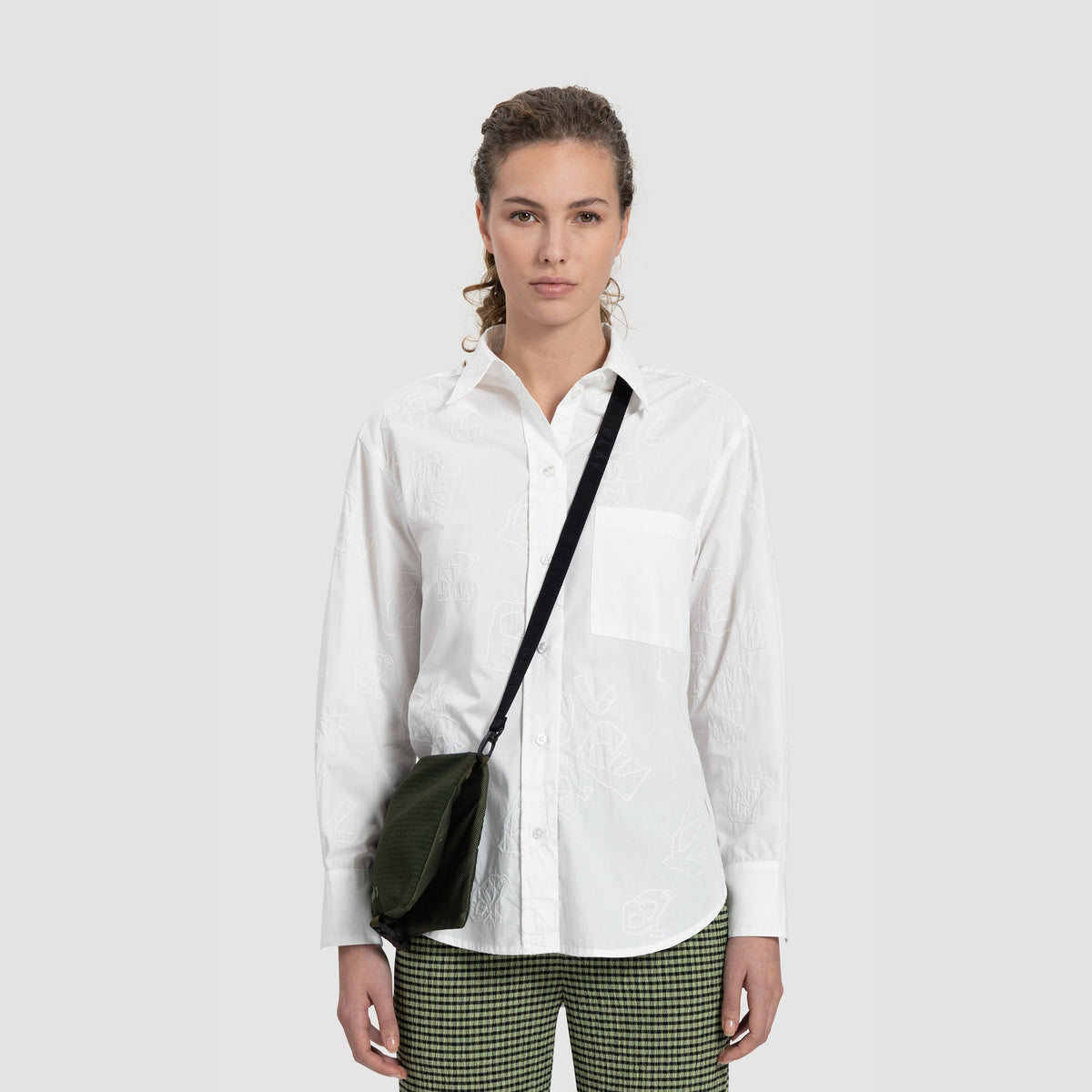 OLAF WMN OFFICE EMBRO SHIRT | WHITE