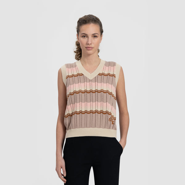 WMN Stripe Knit Vest - Pink/Cement