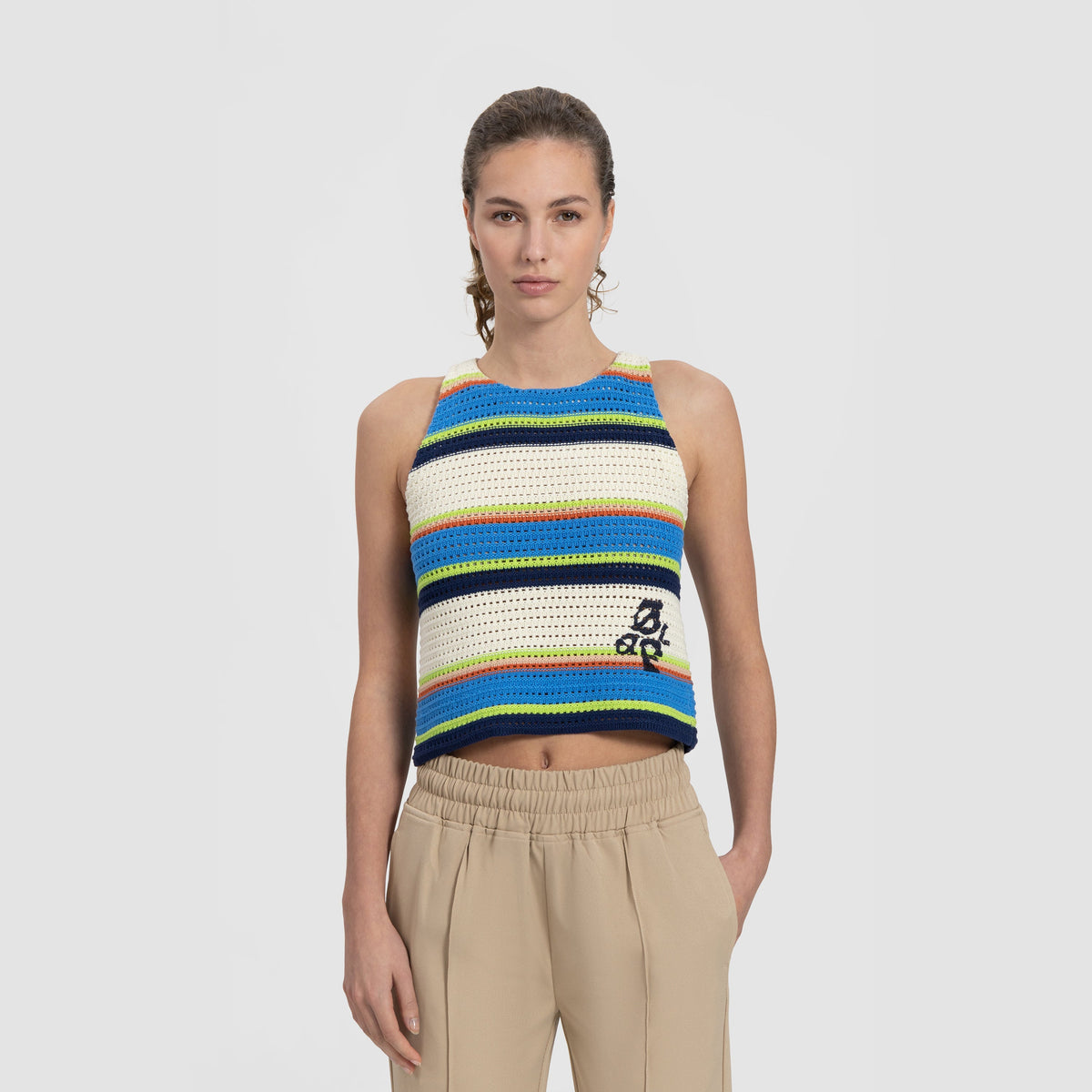 OLAF WMN CROCHET KNIT TOP | MULTI