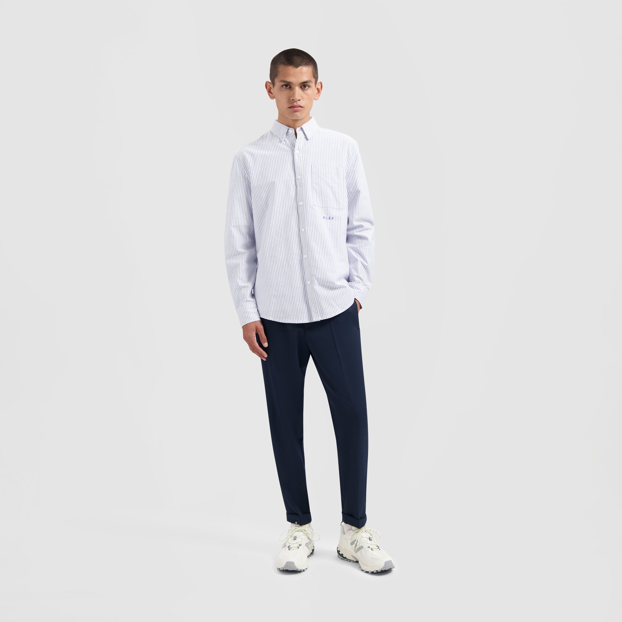 Oxford Stripe Shirt - Off White / Navy