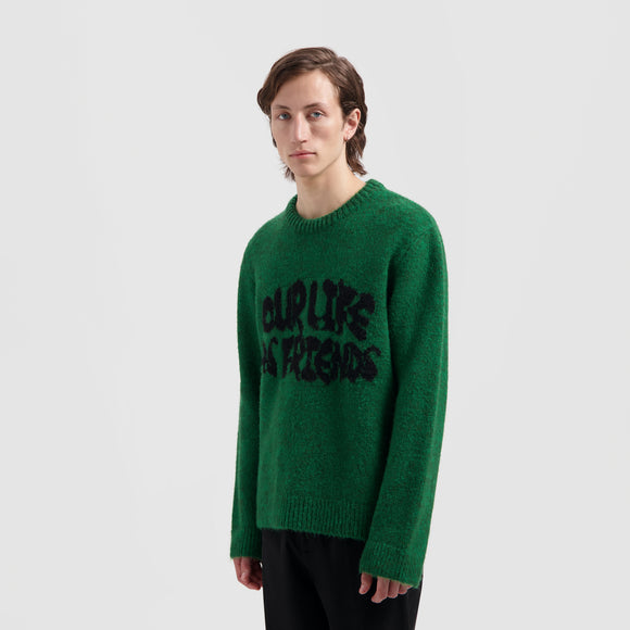 Stencil Knitted Crewneck - Kelly Green