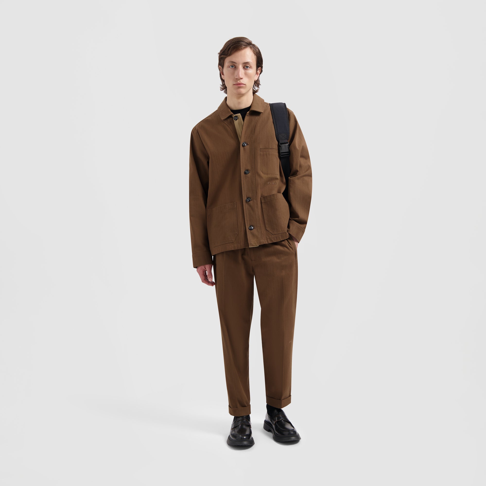 Herringbone Workwear Blazer - Brown