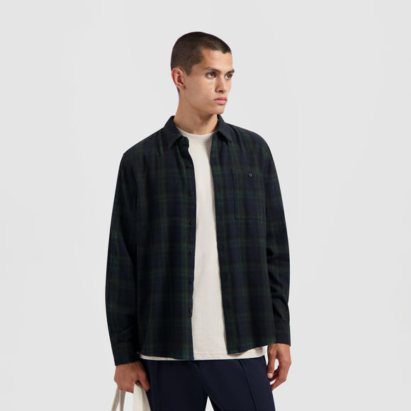 Overdye Plaid Shirt - Navy / Green