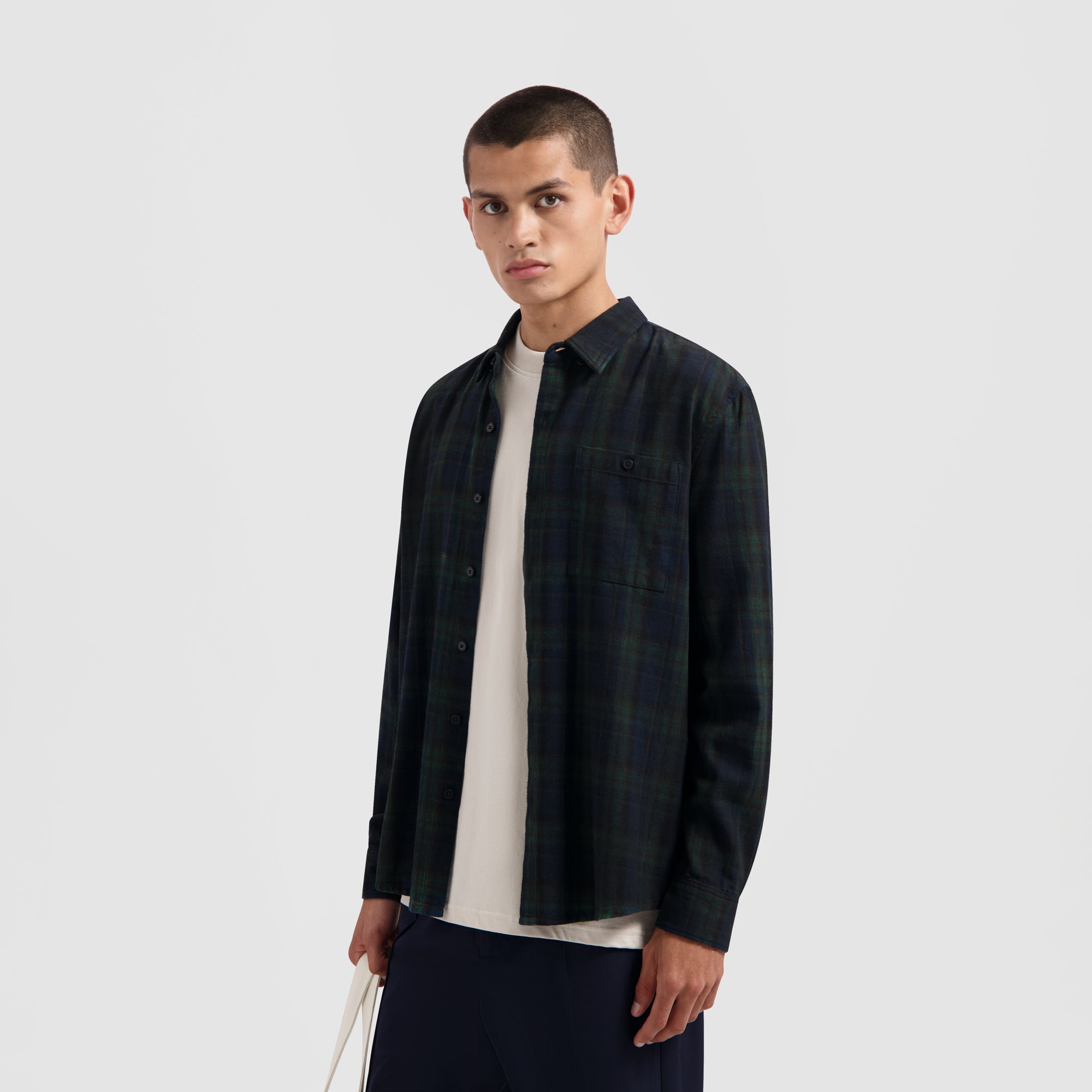 Overdye Plaid Shirt - Navy / Green