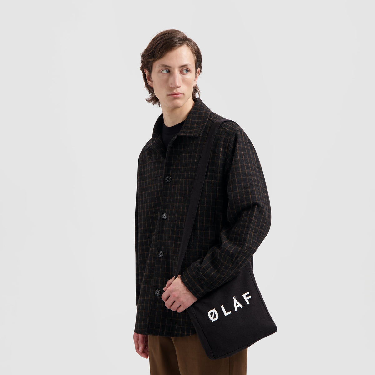 OLAF WOOL GRID SHACKET | BLACK