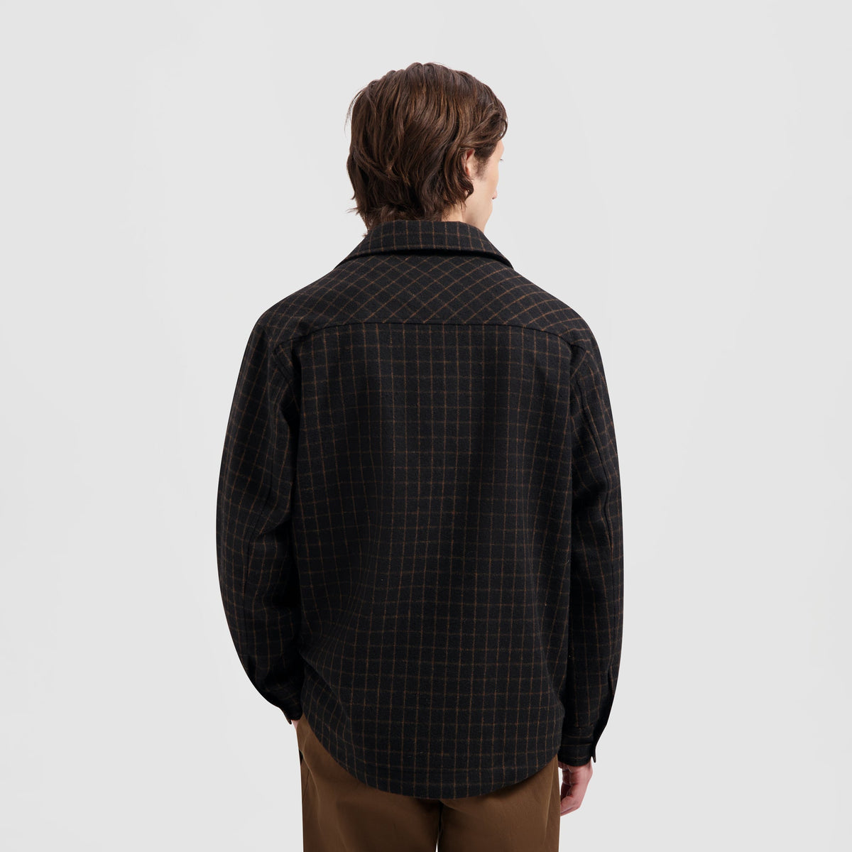 OLAF WOOL GRID SHACKET | BLACK