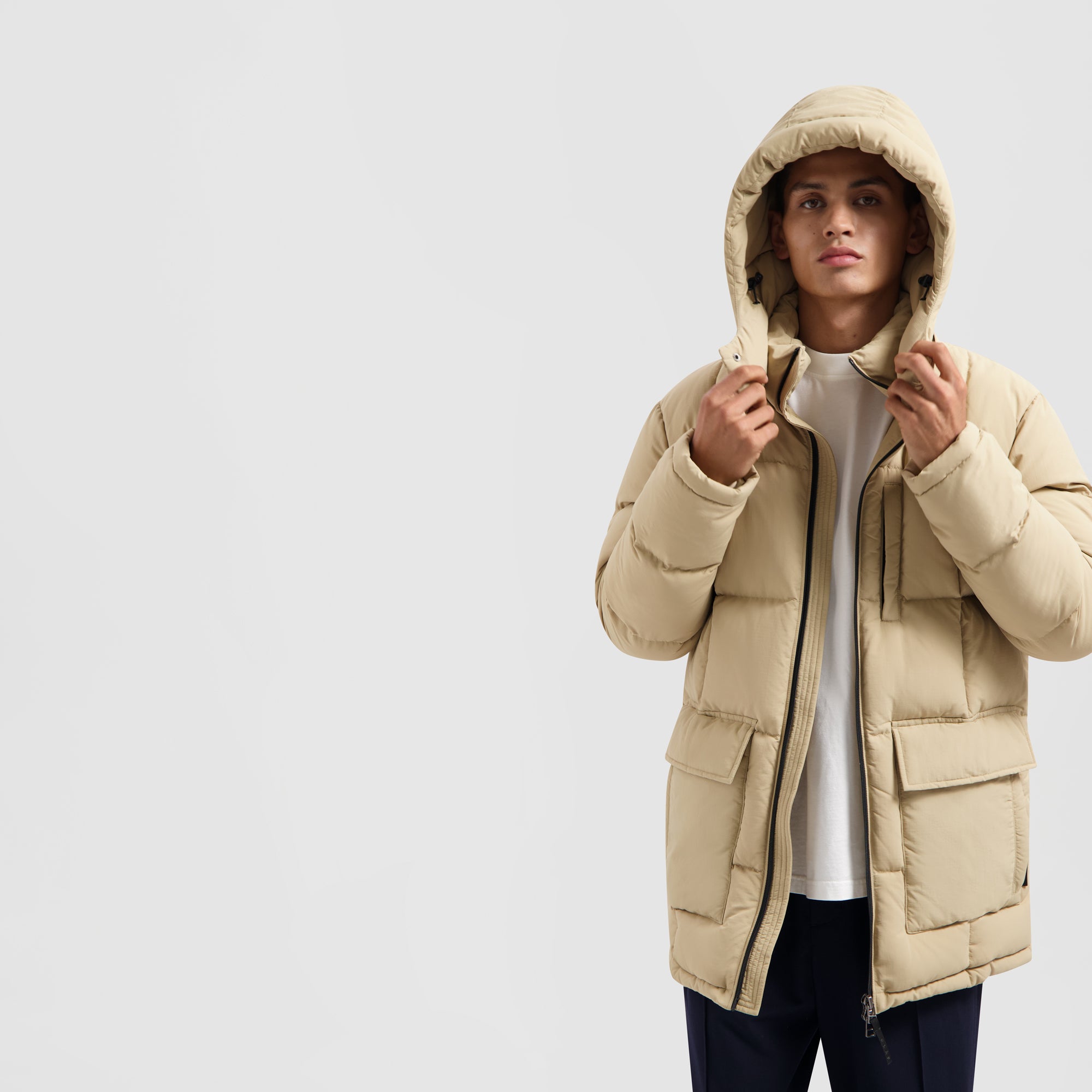 Midlong Puffer Jacket - Beige