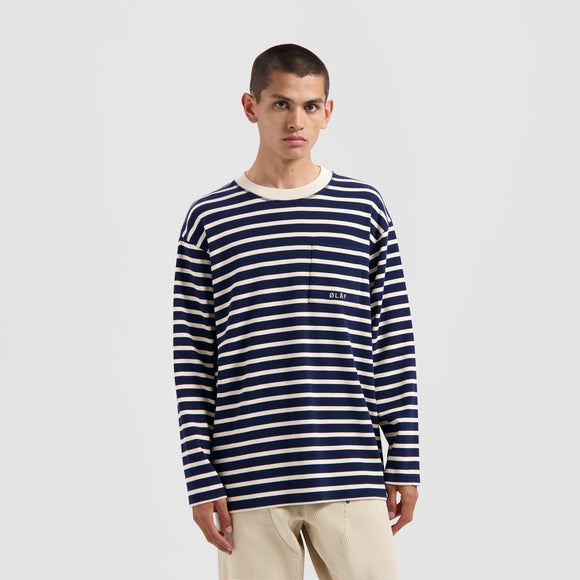 Stripe Sweatshirt - Navy / Off White