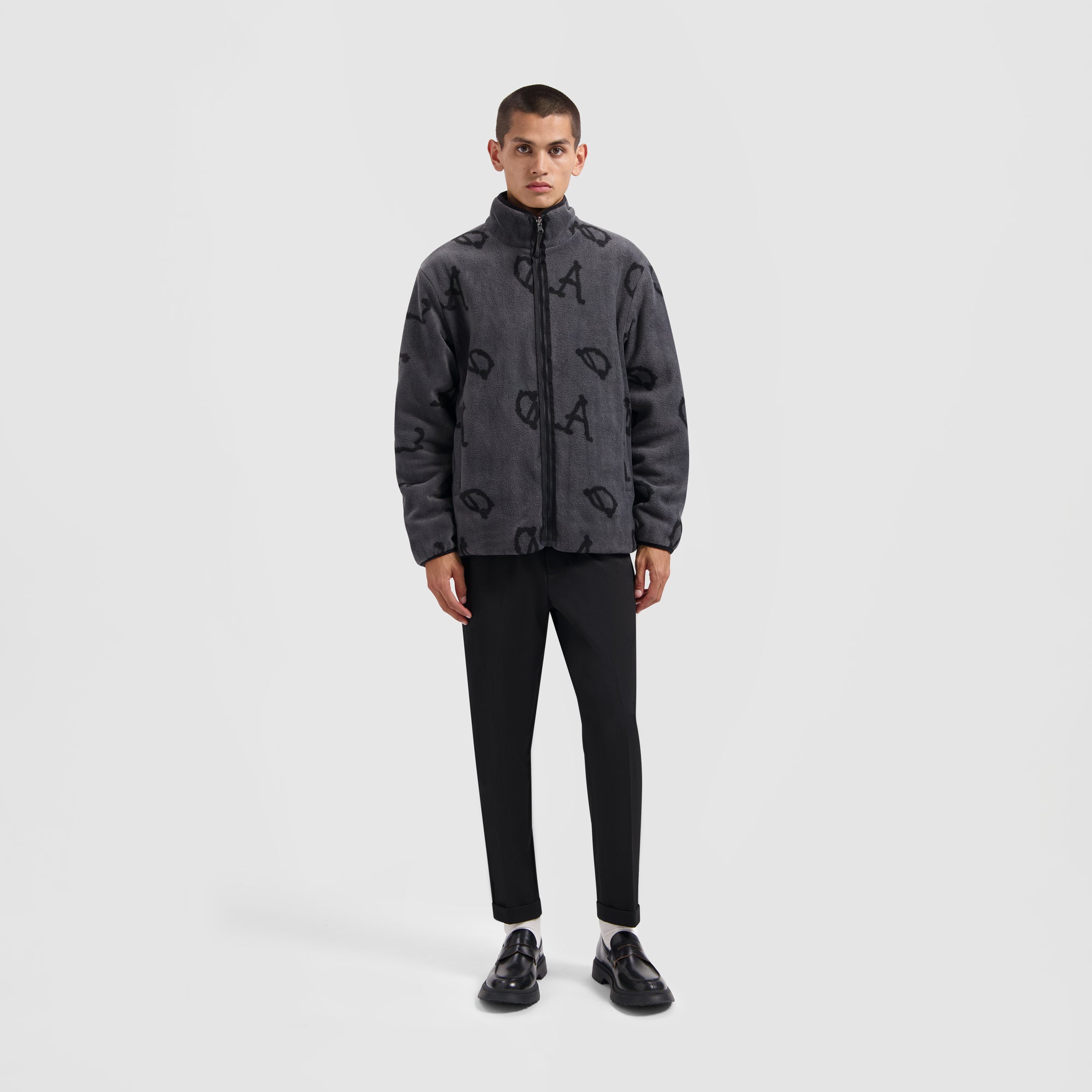 Fleece Reversible Zip Up - Black / Green