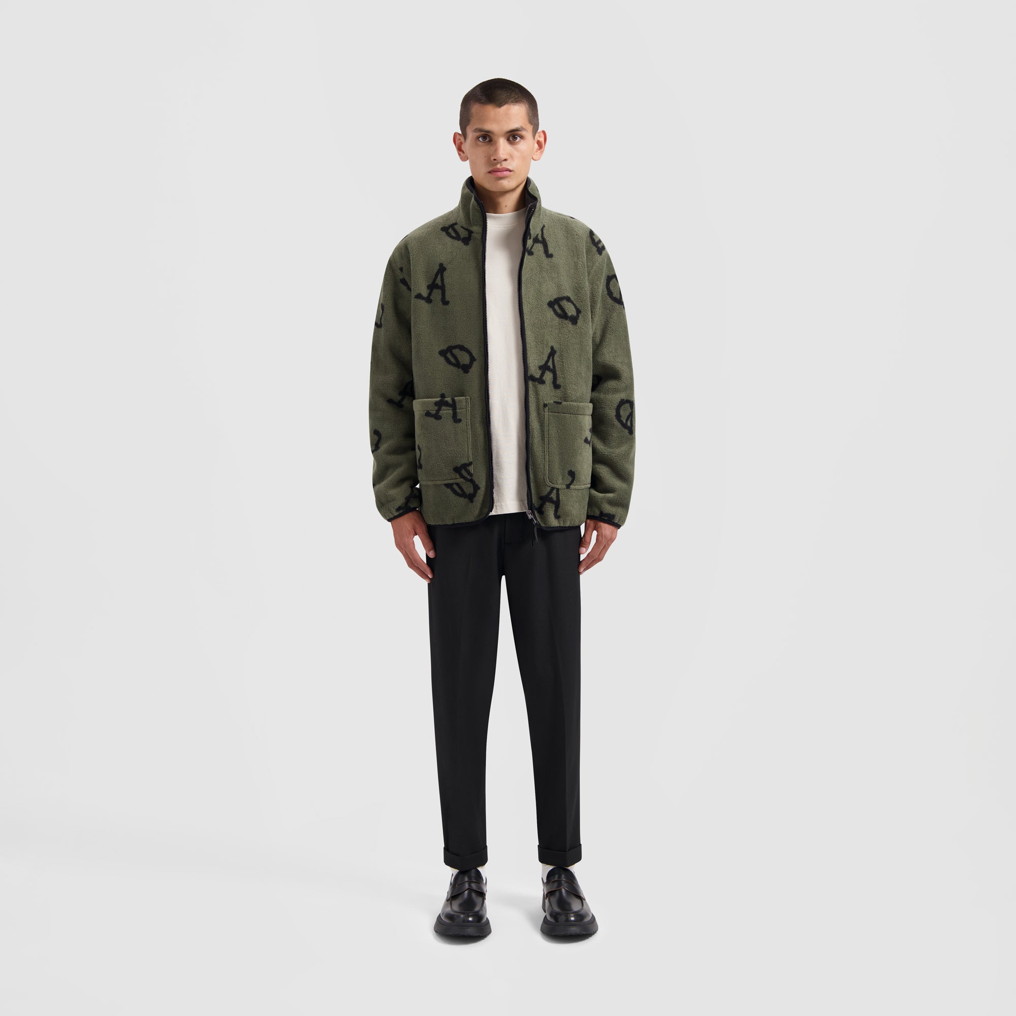 Fleece Reversible Zip Up - Black / Green