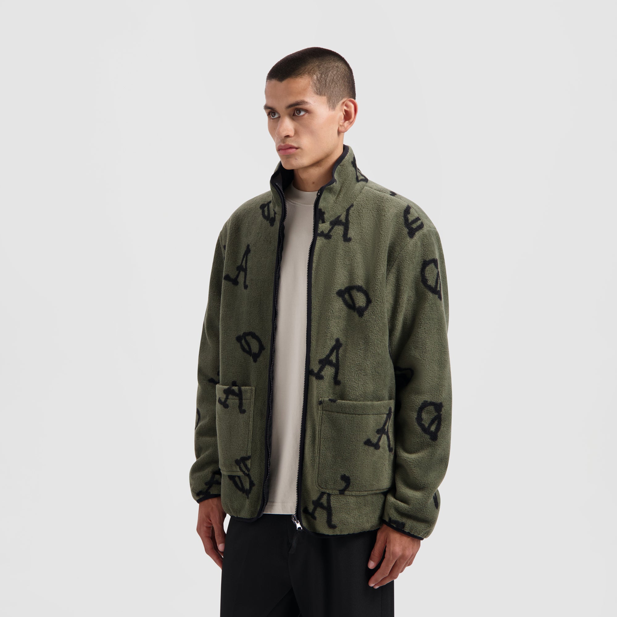 Fleece Reversible Zip Up - Black / Green