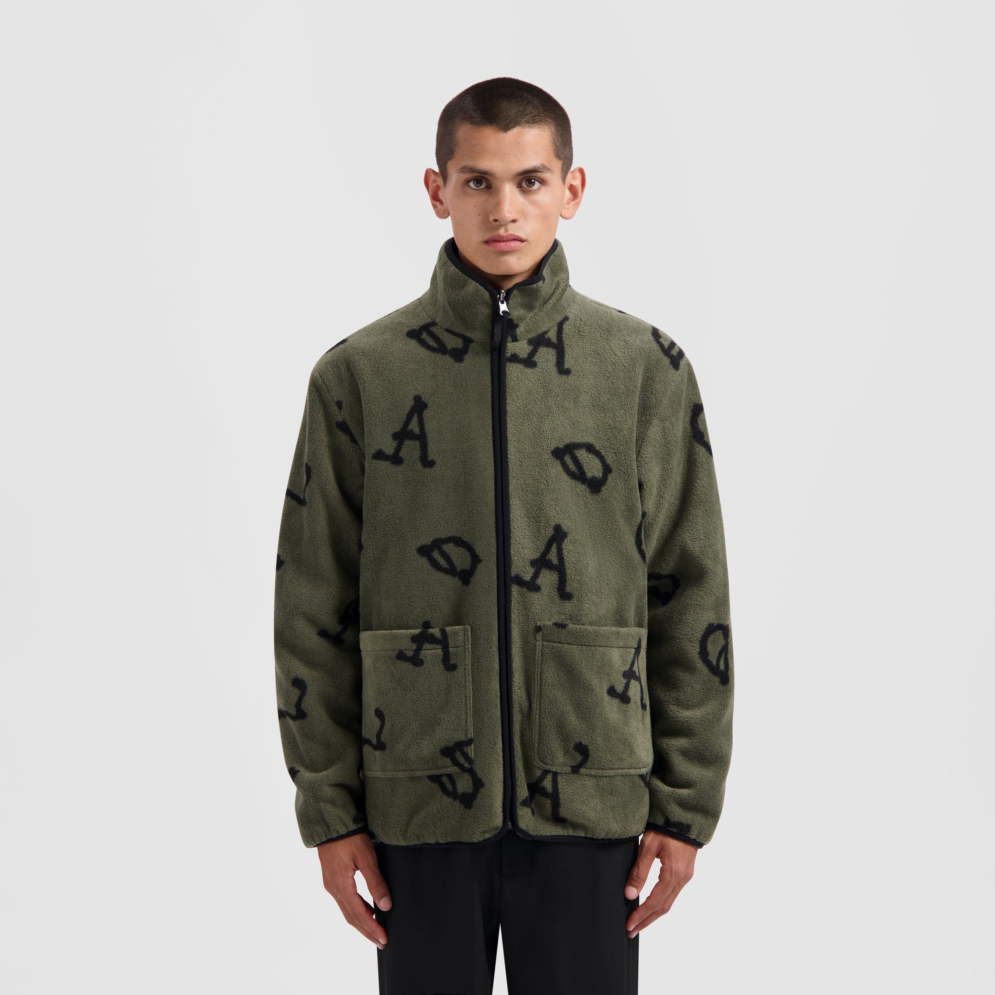 Fleece Reversible Zip Up - Black / Green