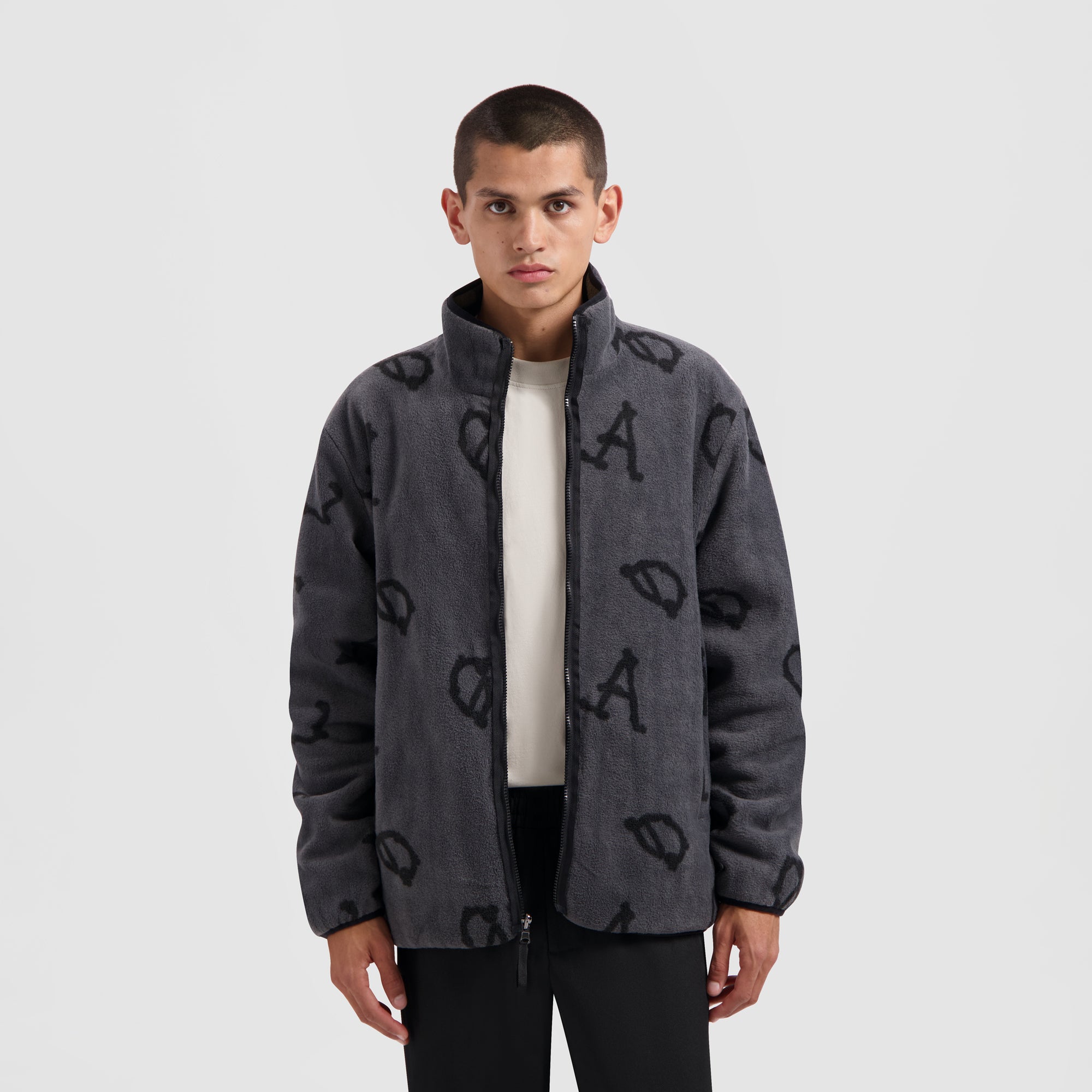 Fleece Reversible Zip Up - Black / Green